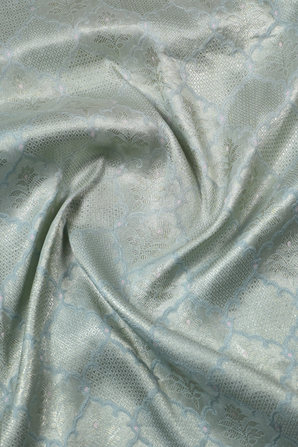 Water Blue Pure Banarasi Katan Tissue Silk Saree