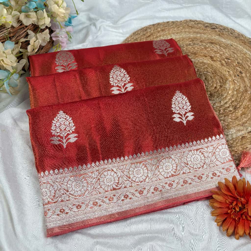 Red Banarasi Tissue Silk Saree