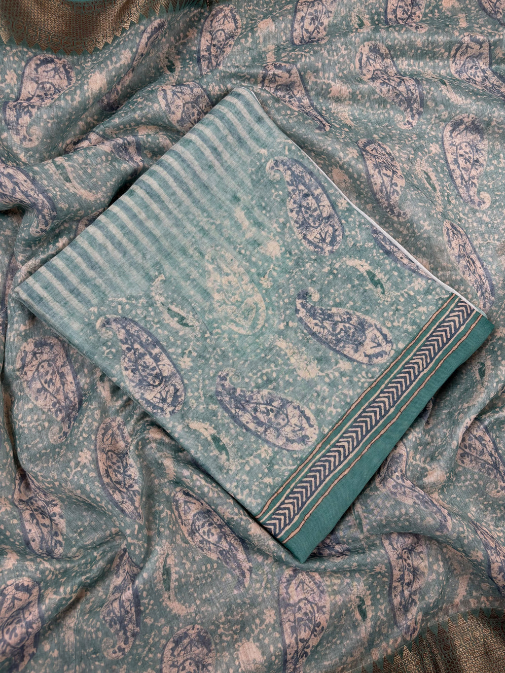 Pista Green Banarasi Chanderi Silk Suit