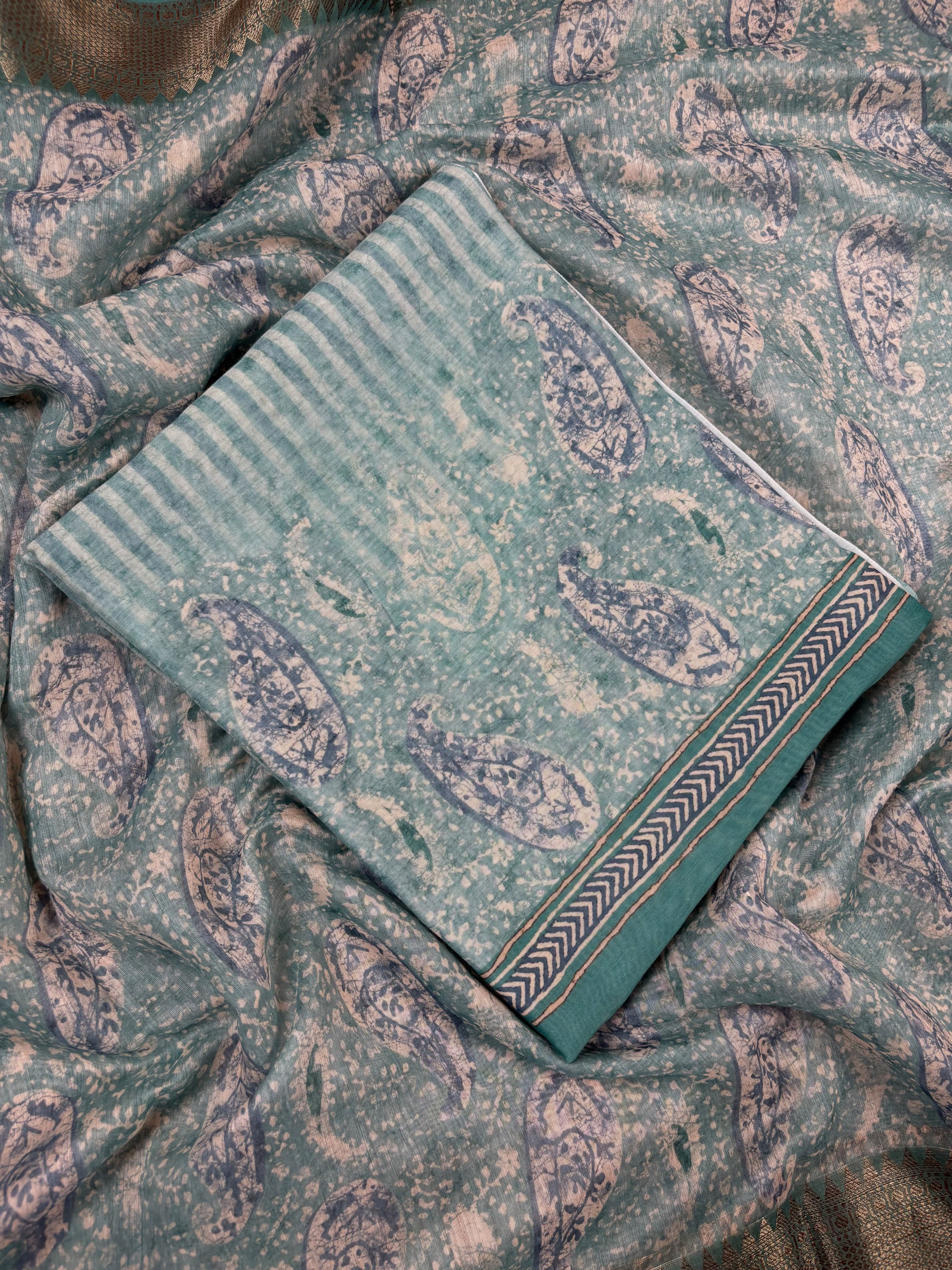 Pista Green Banarasi Chanderi Silk Suit