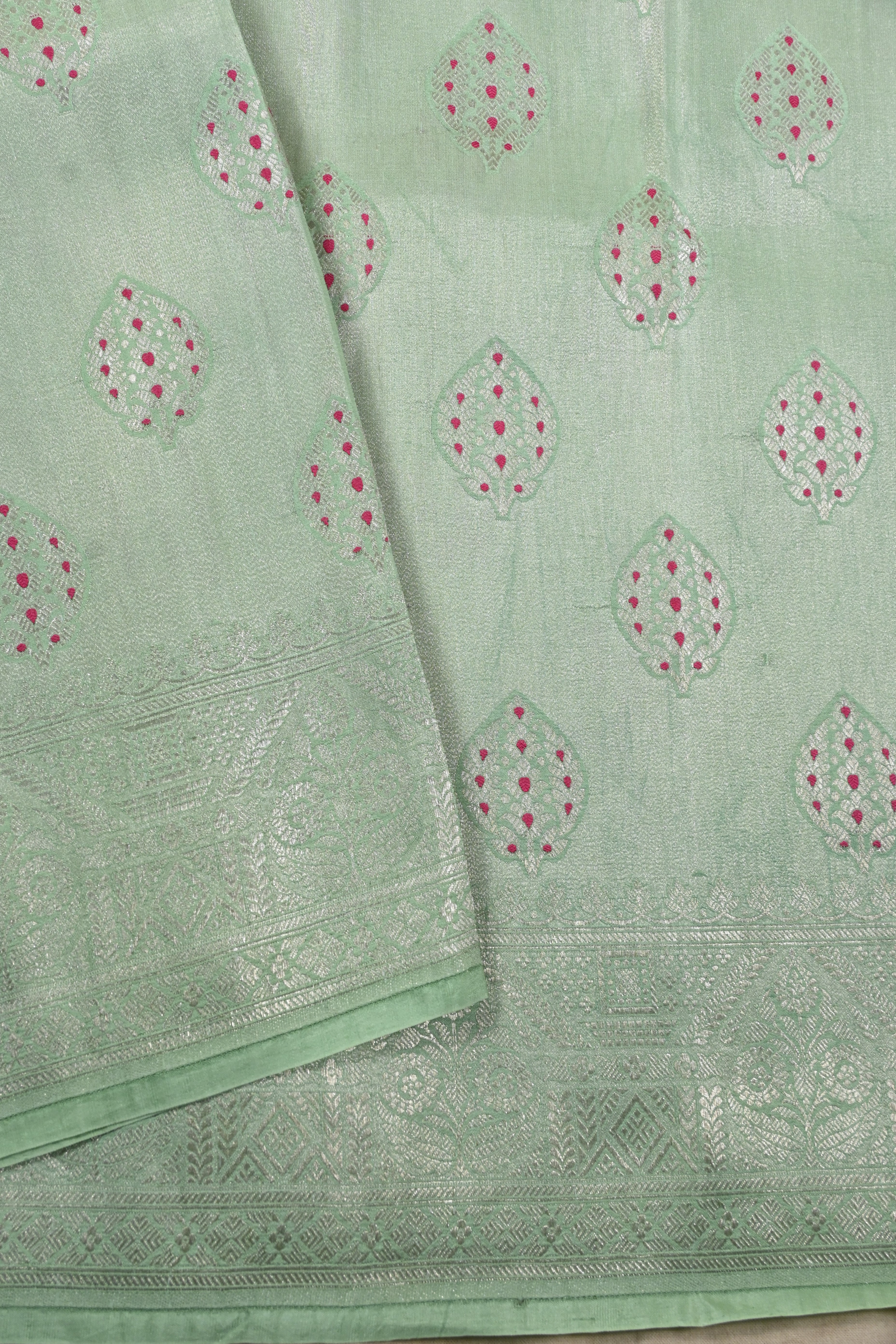Pista Green Pure Banarasi Katan Tissue Silk Saree