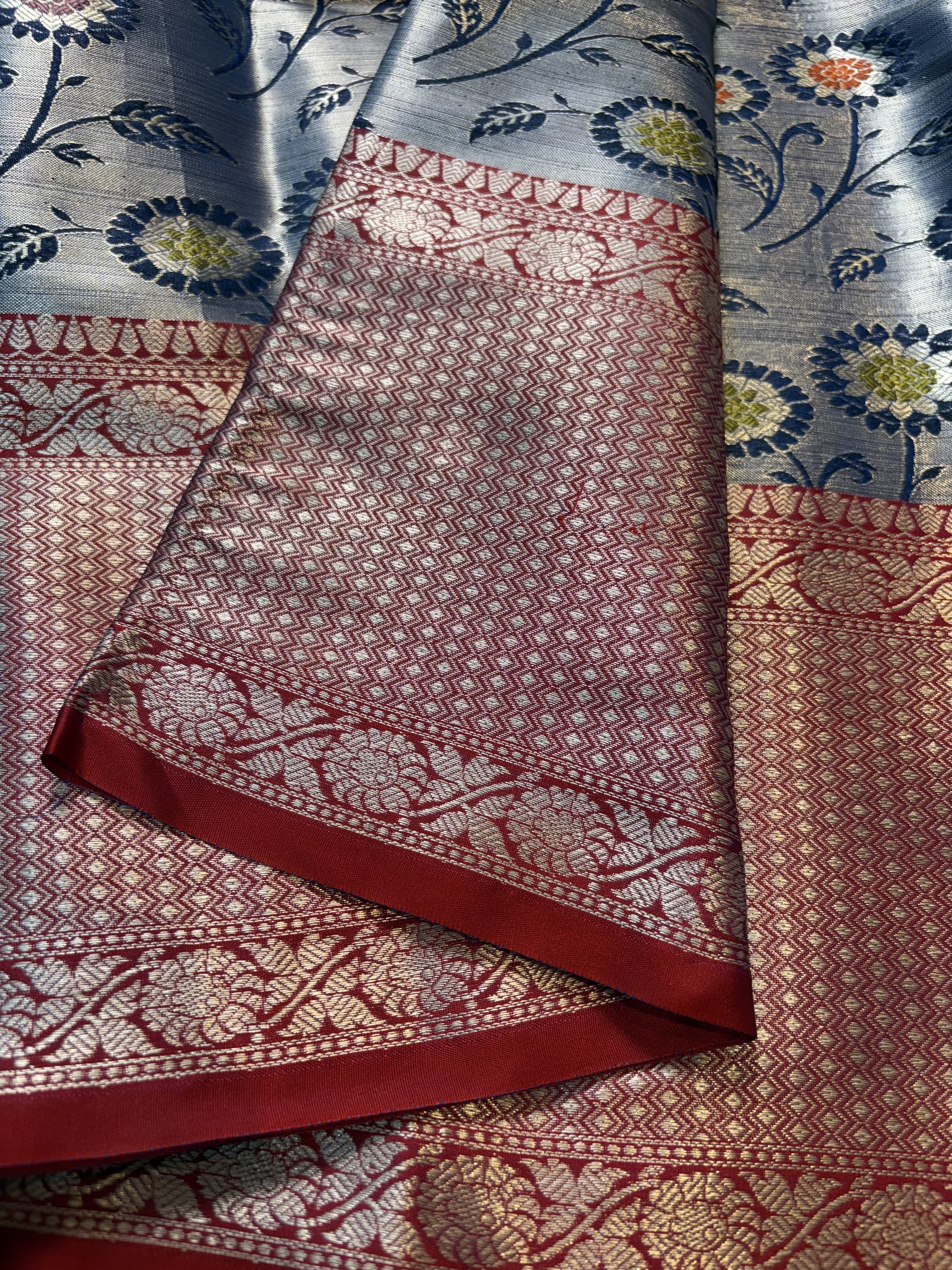 Contrast Banarasi Fancy Katan Tissue Meena Silk Saree