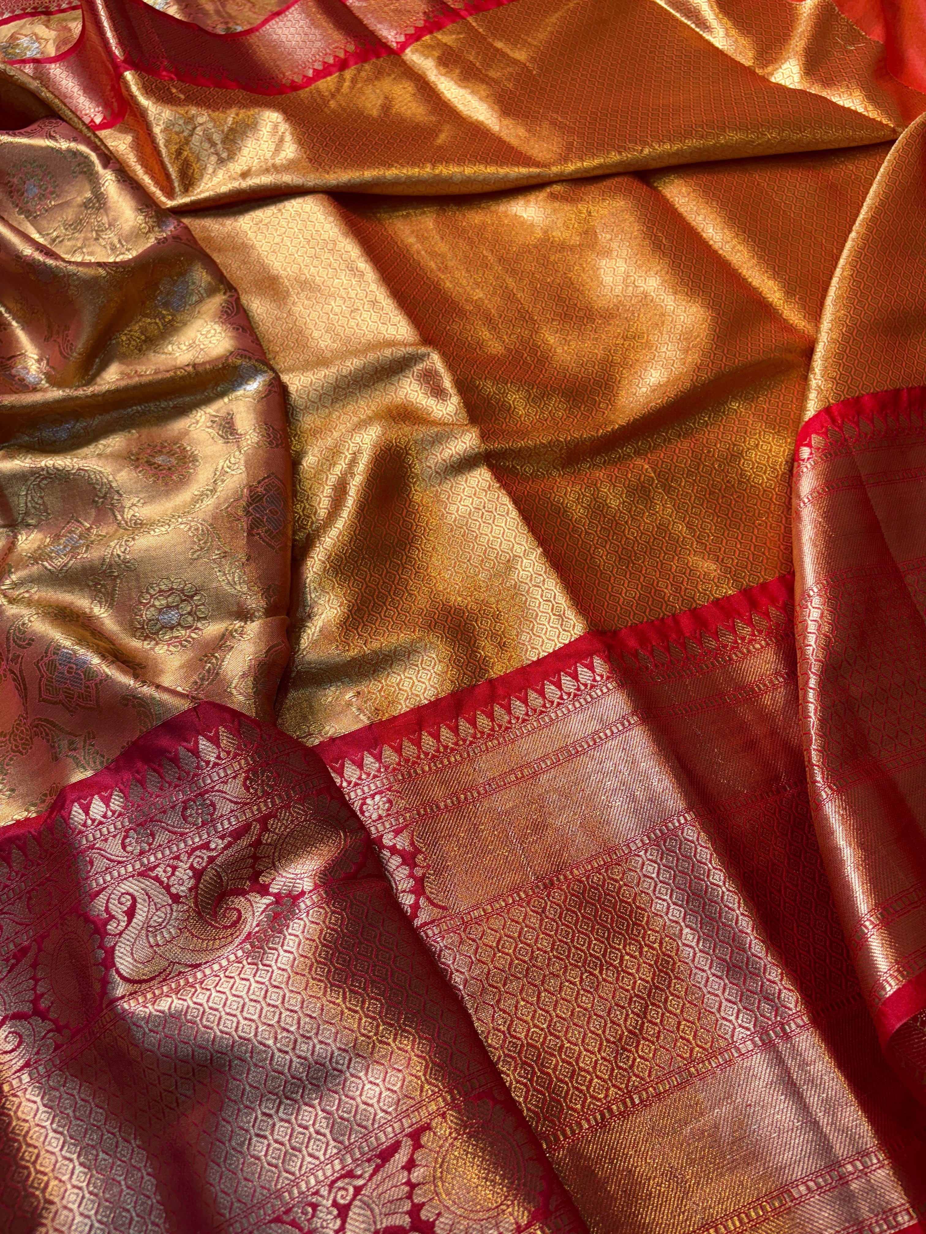 Contrast Banarasi Fancy Katan Tissue Alfi Saree