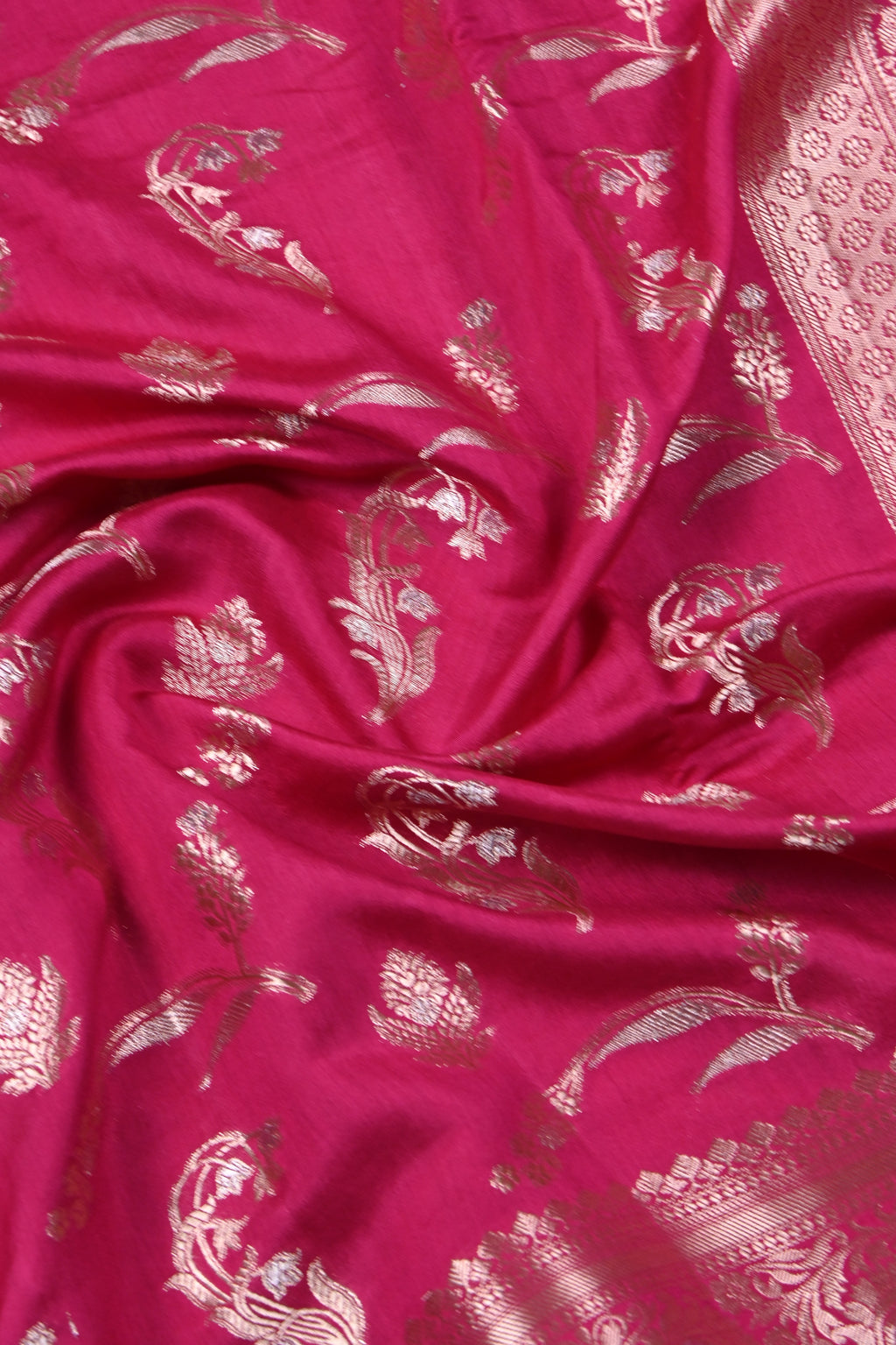 Hot Pink Pure Banarasi Moonga Silk Saree