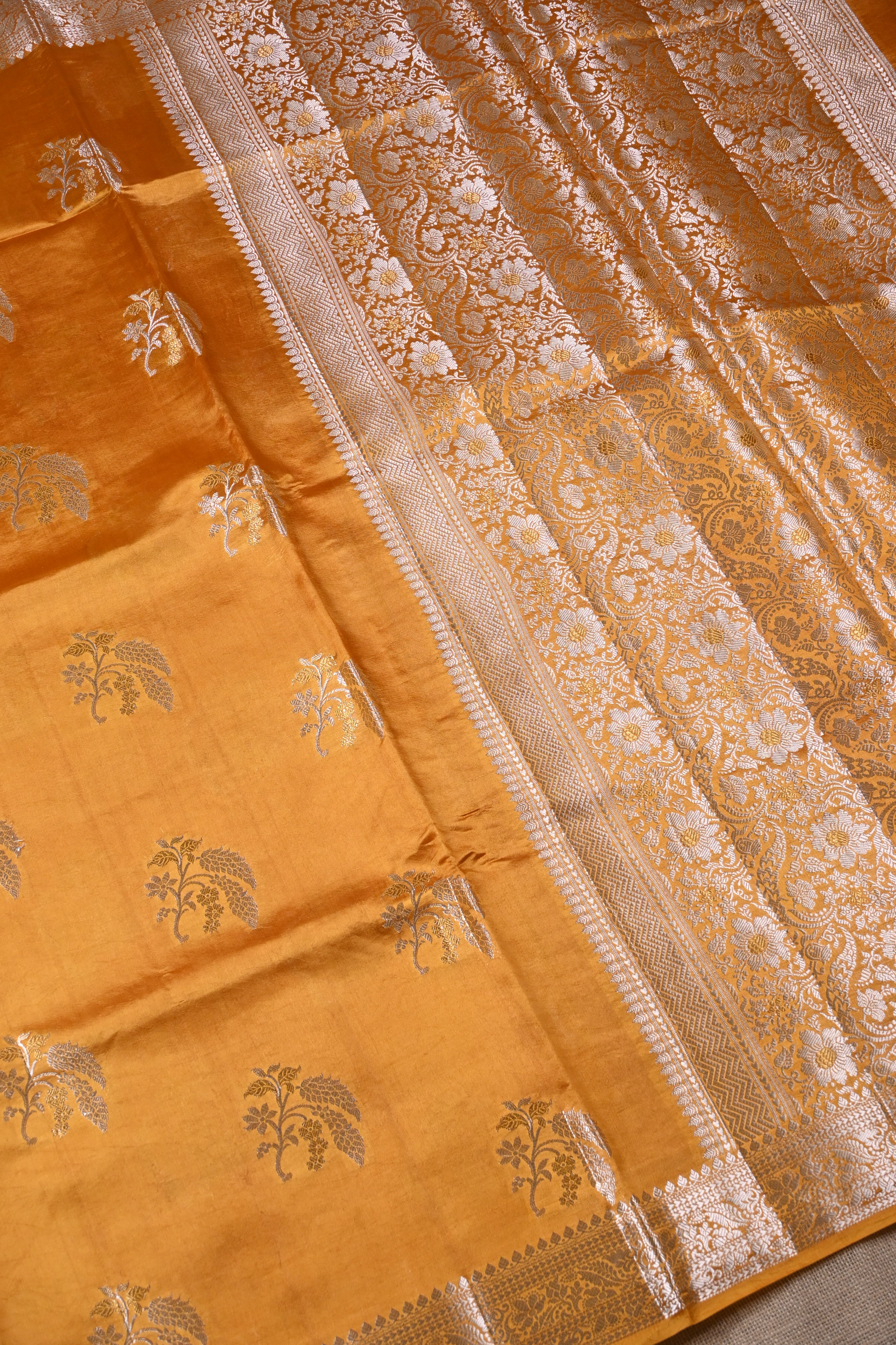 Orange Pure Banarasi Katan Silk Saree