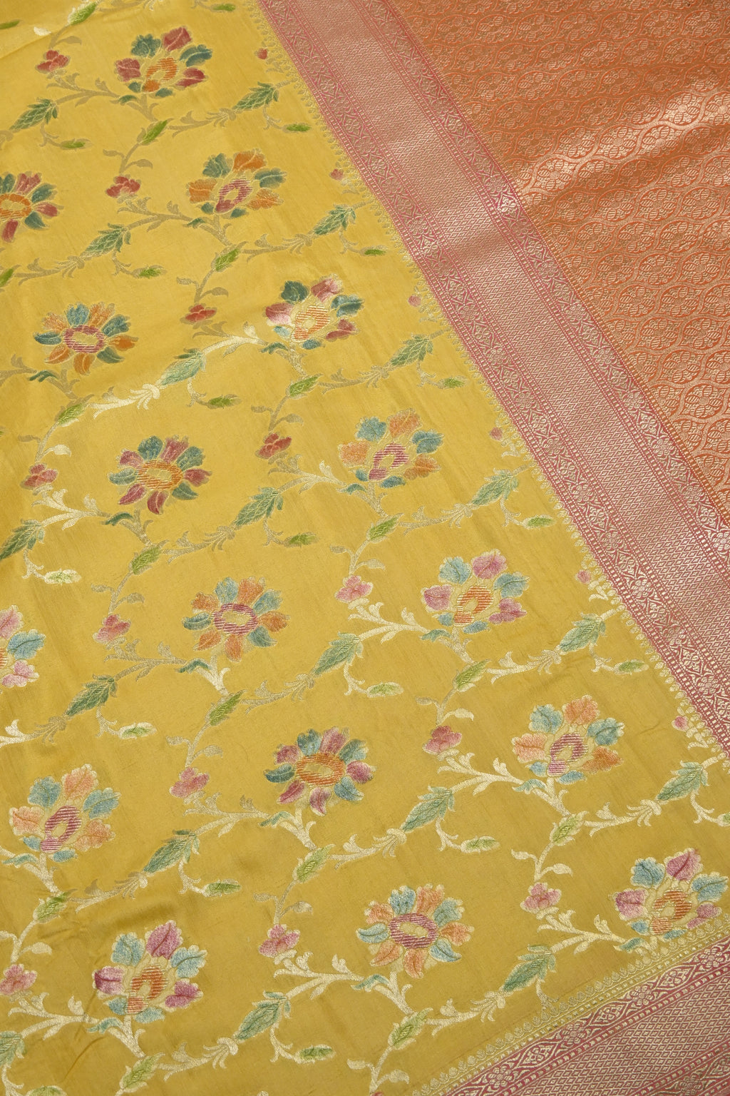 Mustard Yellow Pure Moonga Silk Banarasi Saree