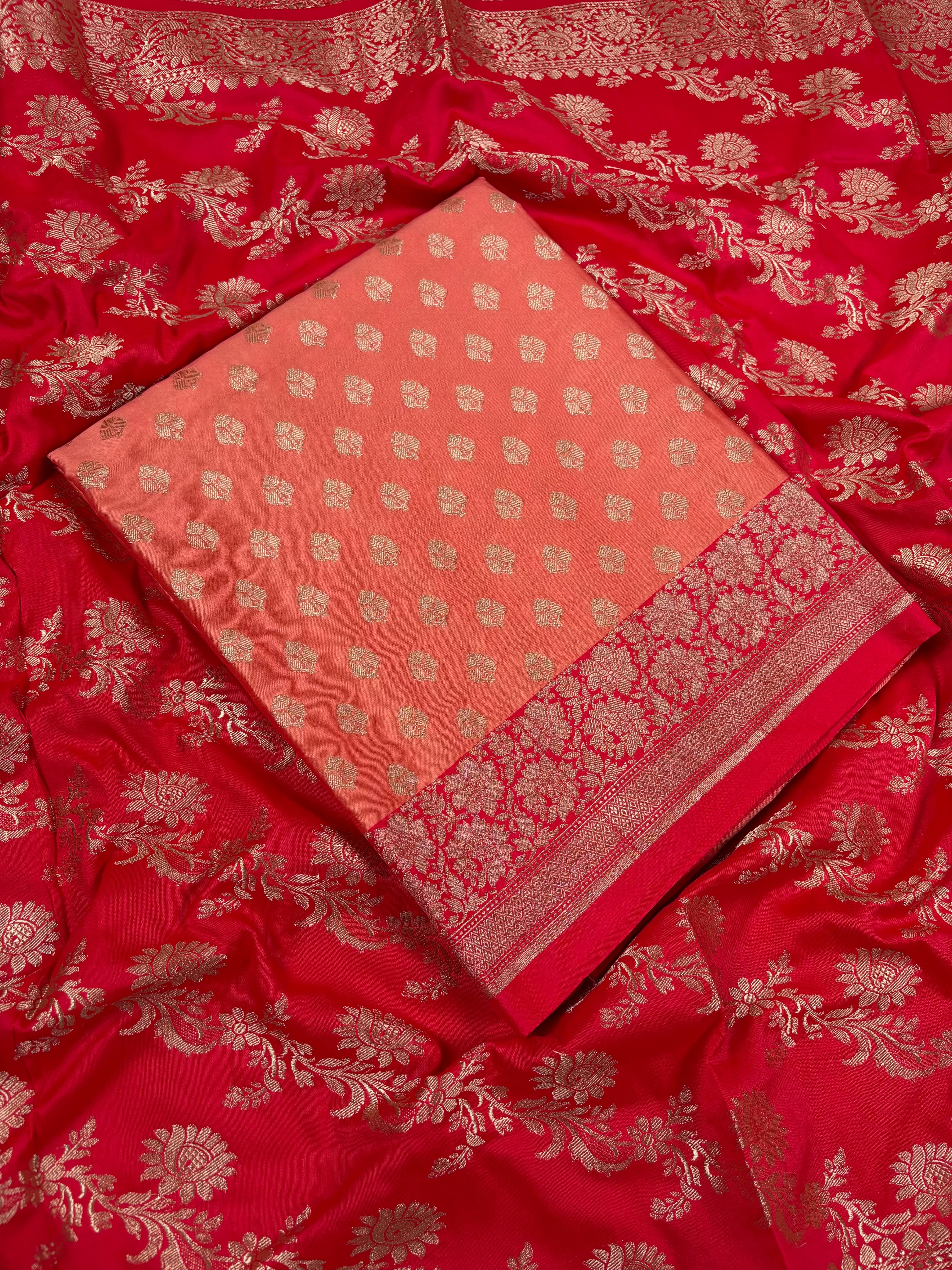 Orange Banarasi Pure Katan Silk Suit