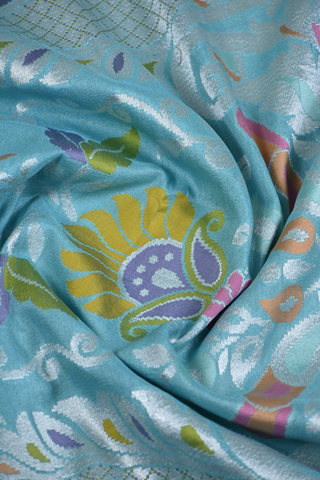 Softy Blue Pure Banarasi Tussar Georgette Saree