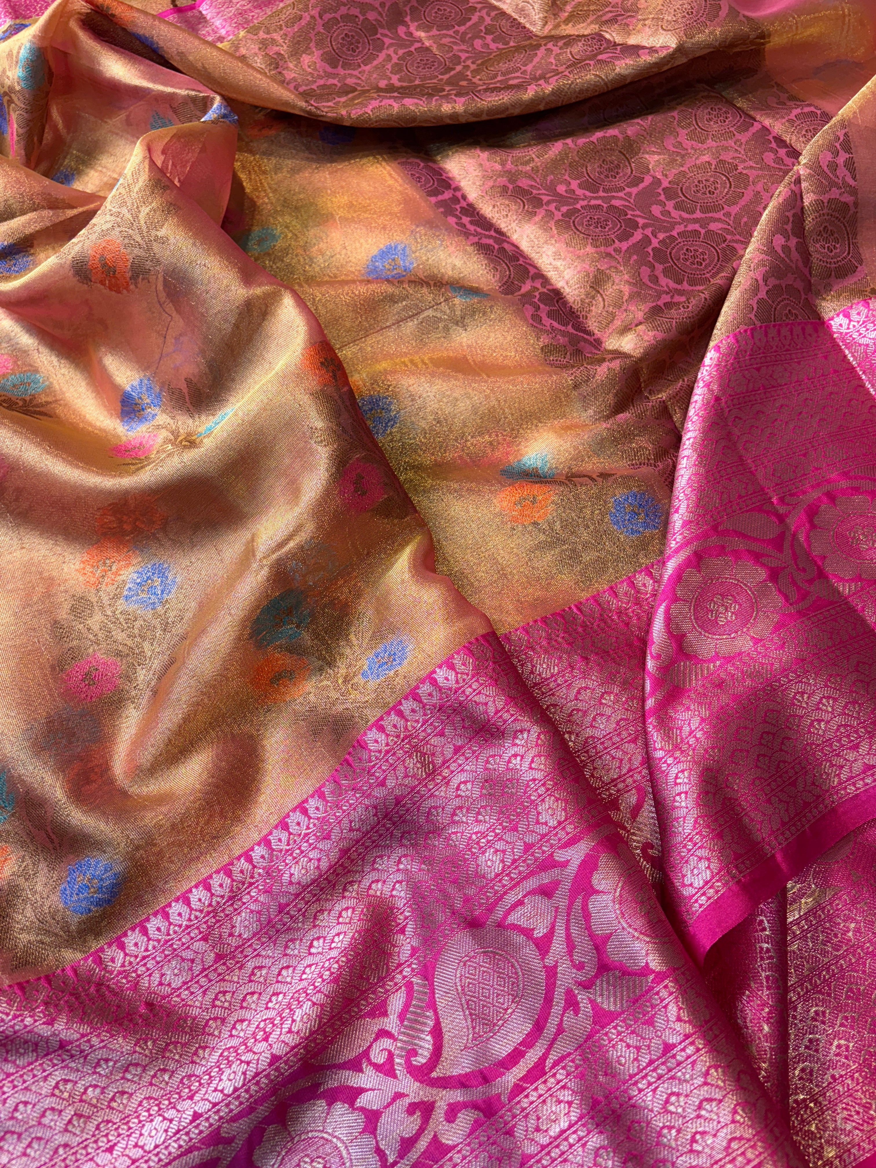 Contrast Banarasi Fancy Tissue Meena Saree