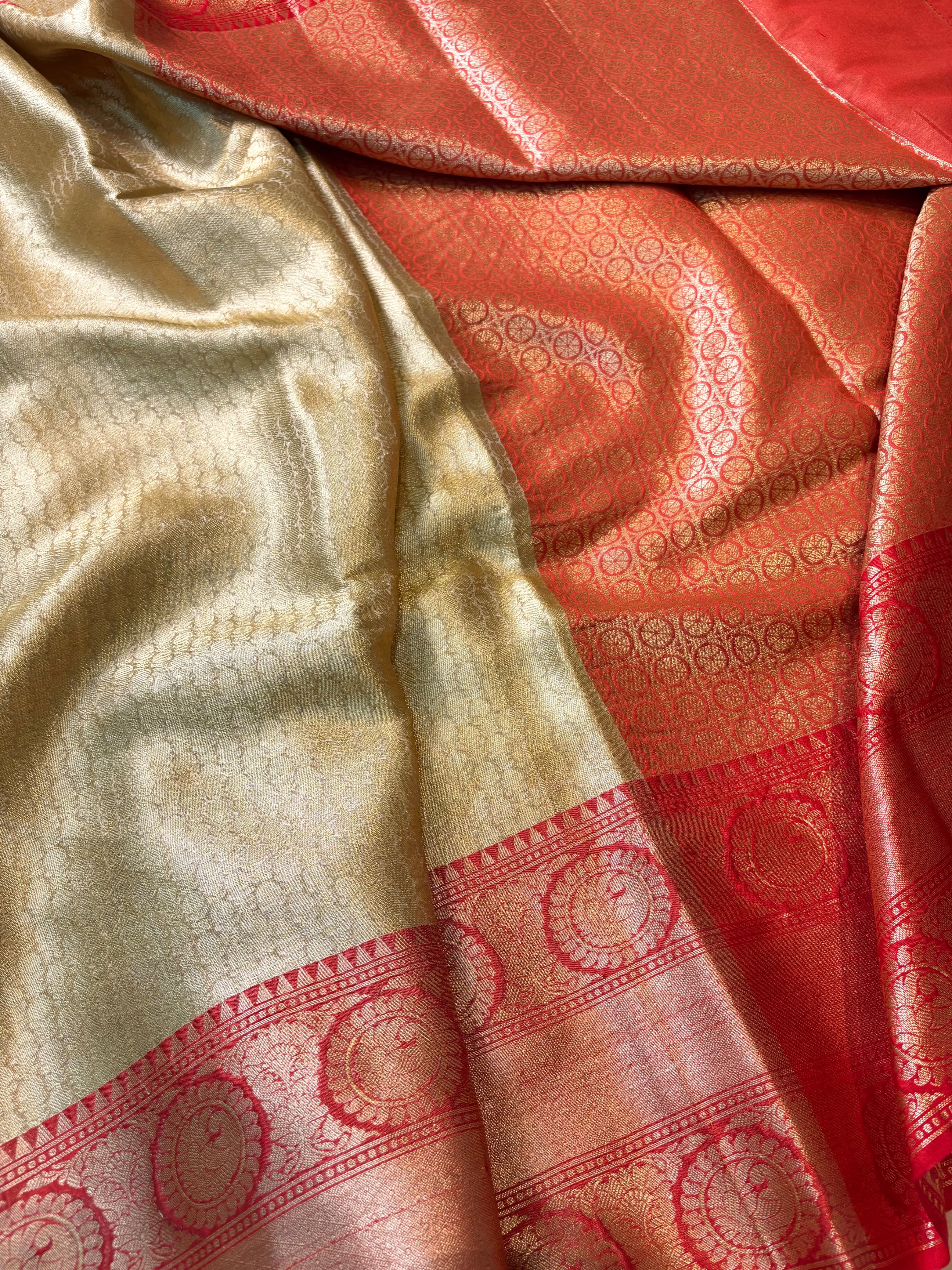 Contrast Banarasi Katan Tissue Brocade Saree