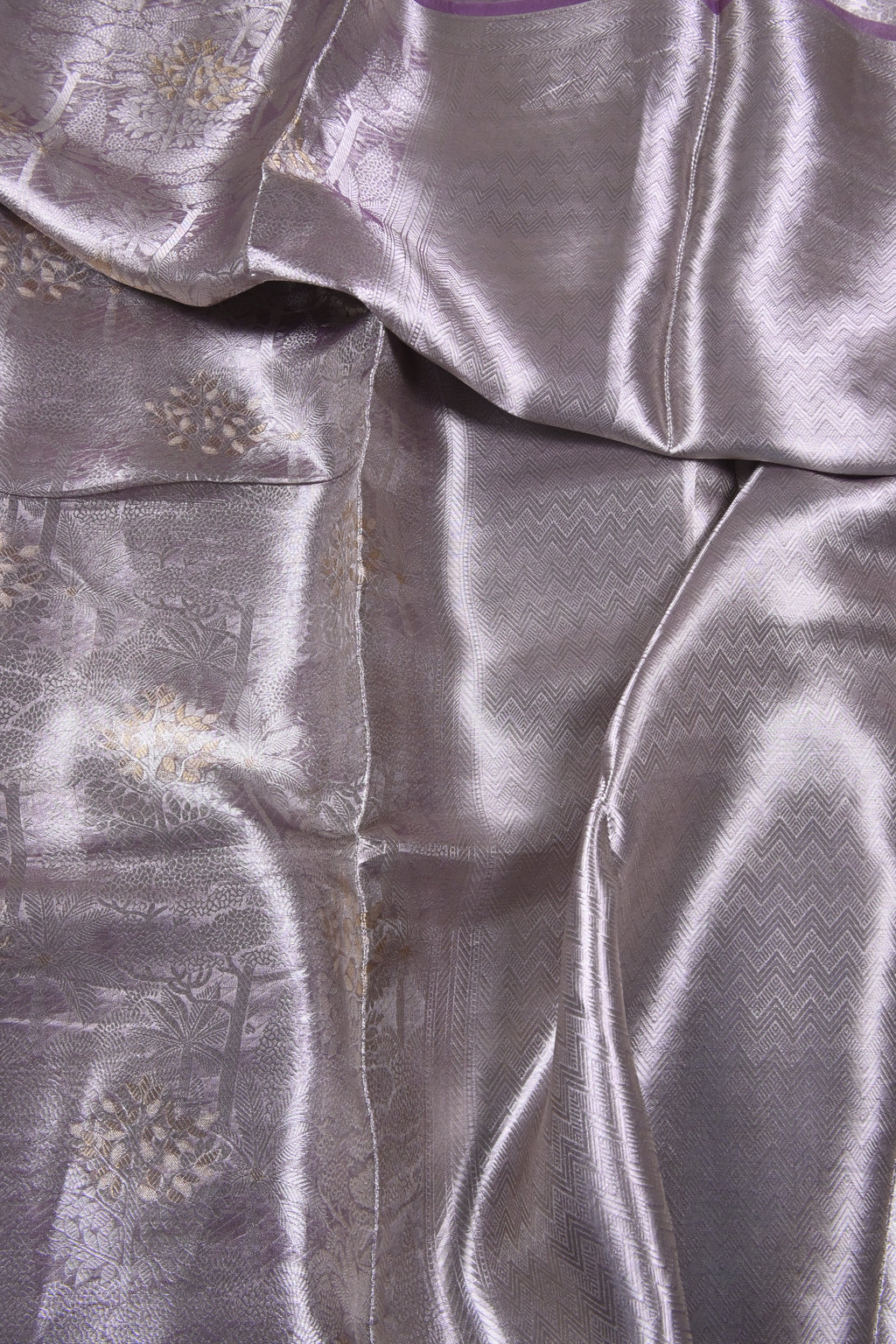 Baby Lilac Pure Banarasi Molten Alfi Tissue Silk Saree