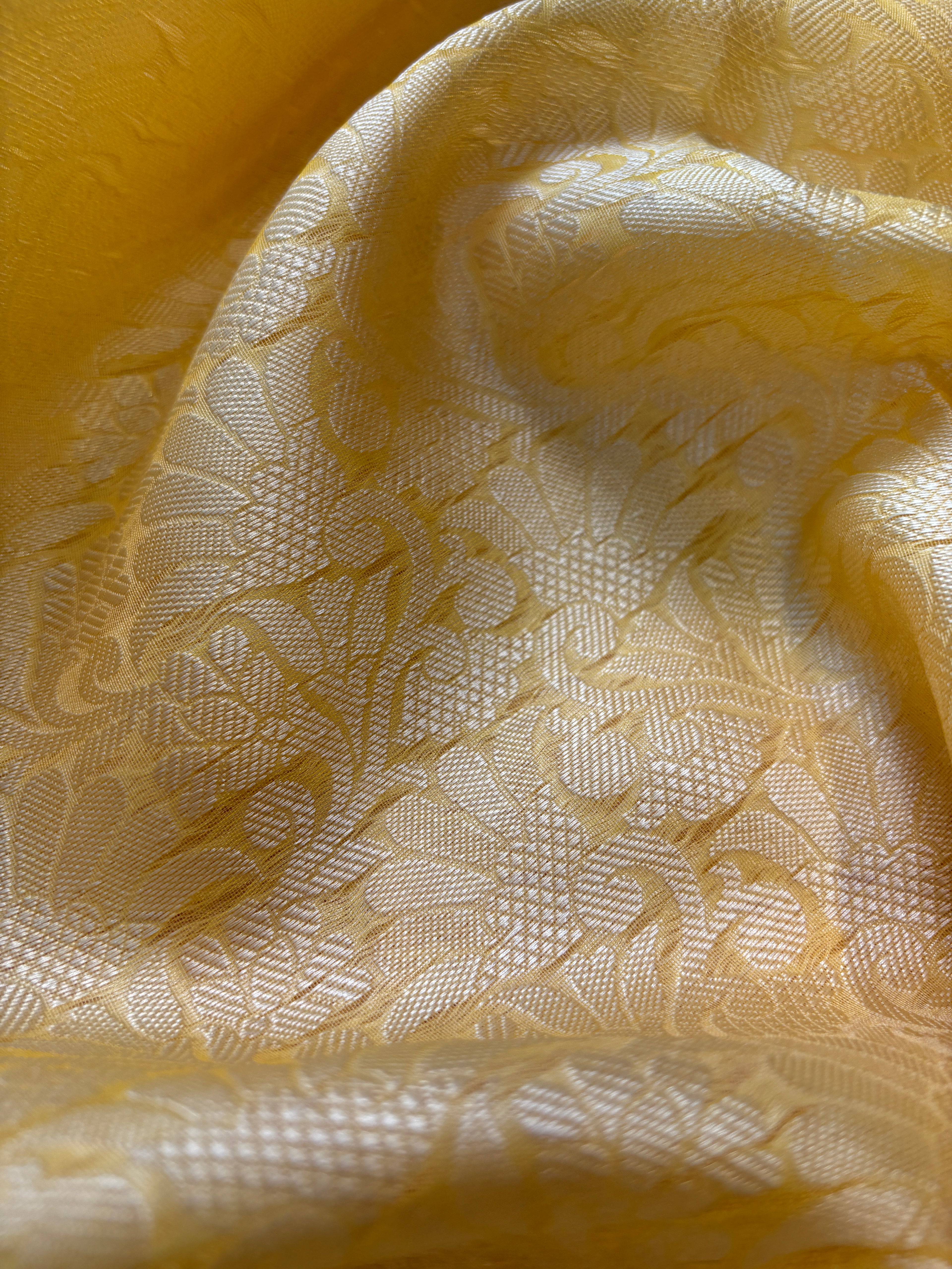 Pastel Yellow Banarasi Katan Tanchui Silk Saree