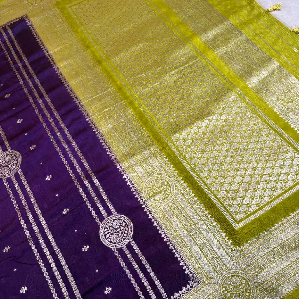 Purple Banarasi Mango Silk Saree