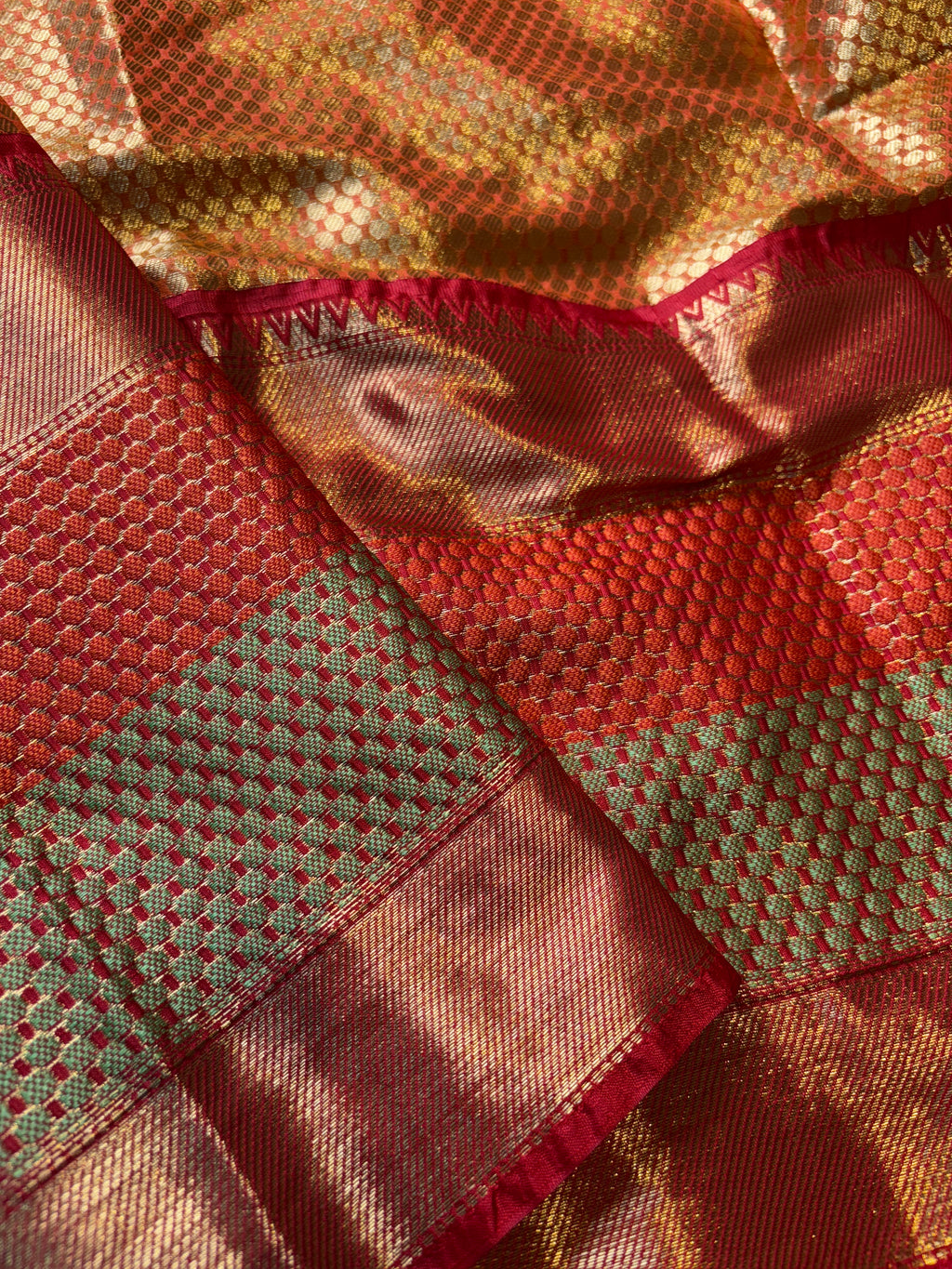 Contrast Banarasi Fancy Katan Brocade Meena Saree