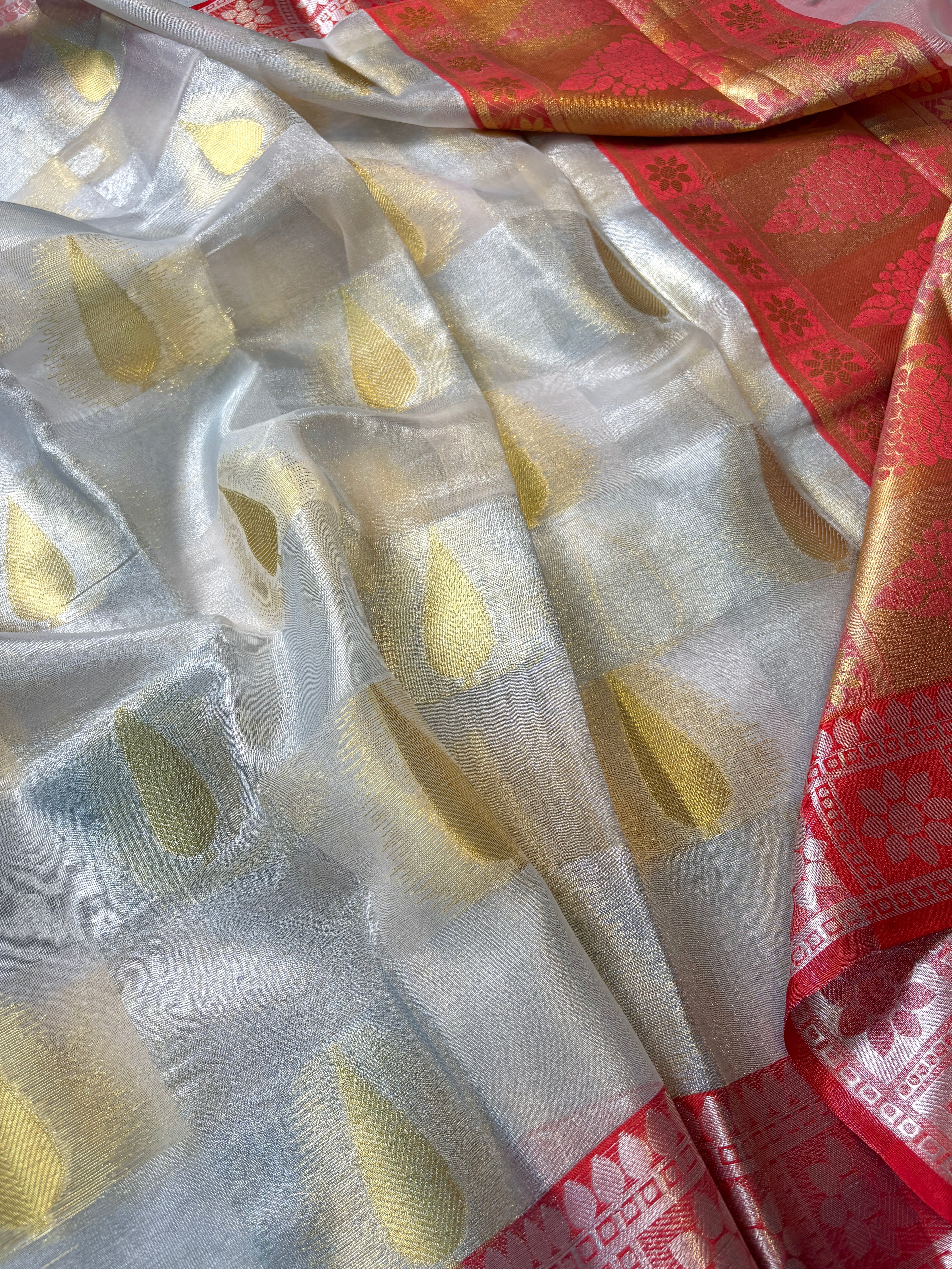 Sky Blue Banarasi Tissue Silk Saree