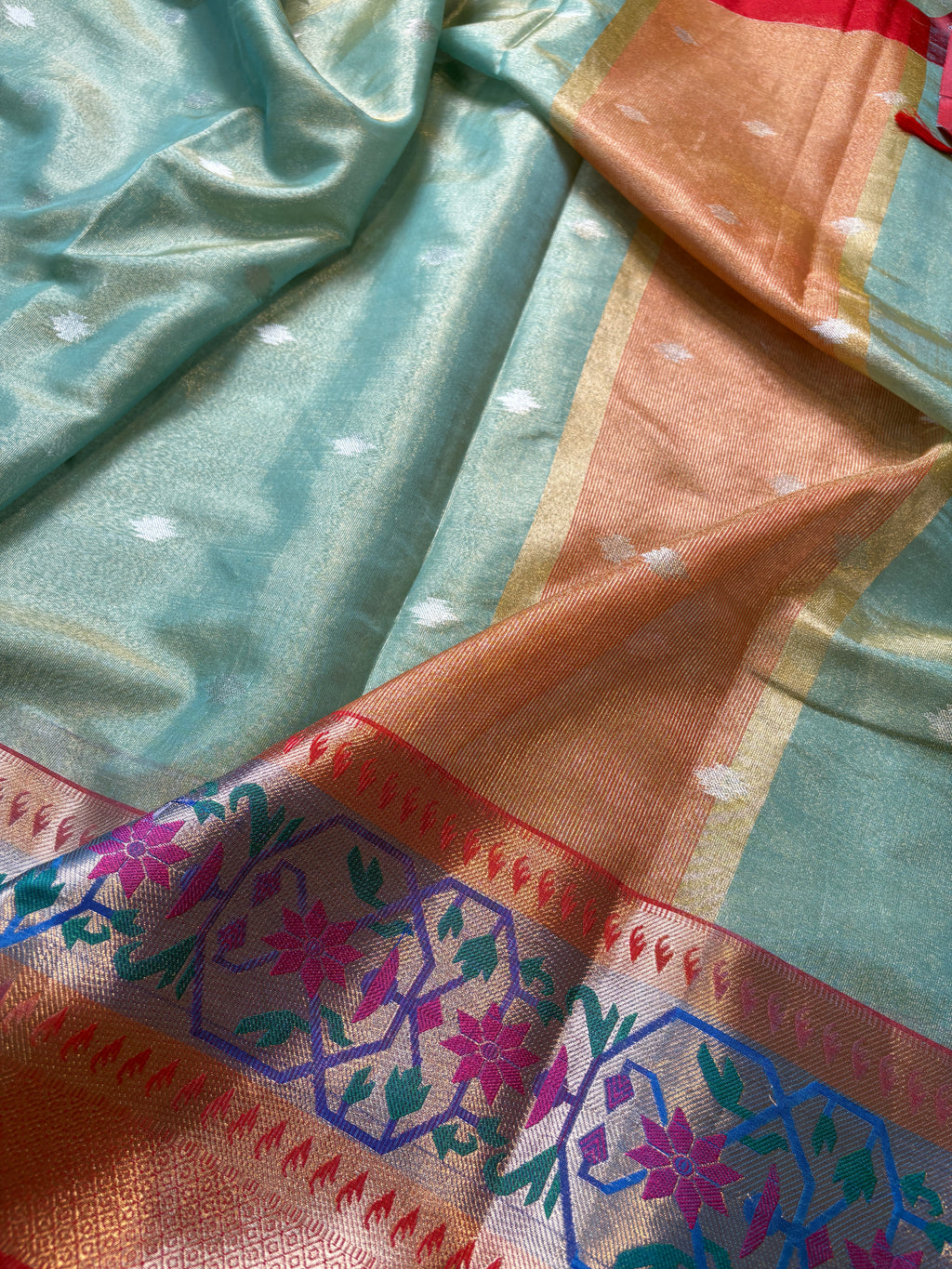 Contrast Banarasi Fancy Tissue Meena Silk Saree