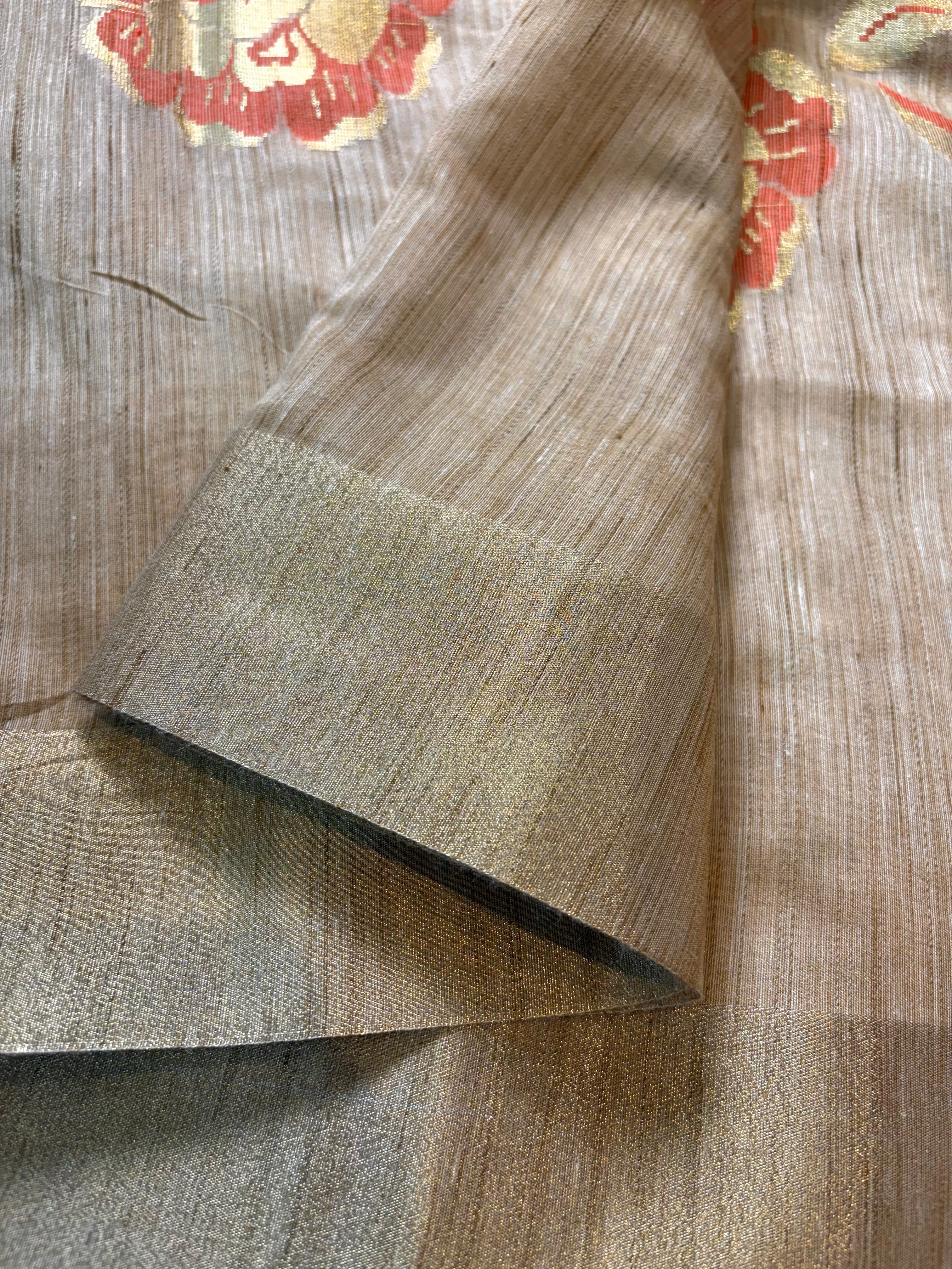 Beige Banarasi Fancy Matka Meena Saree