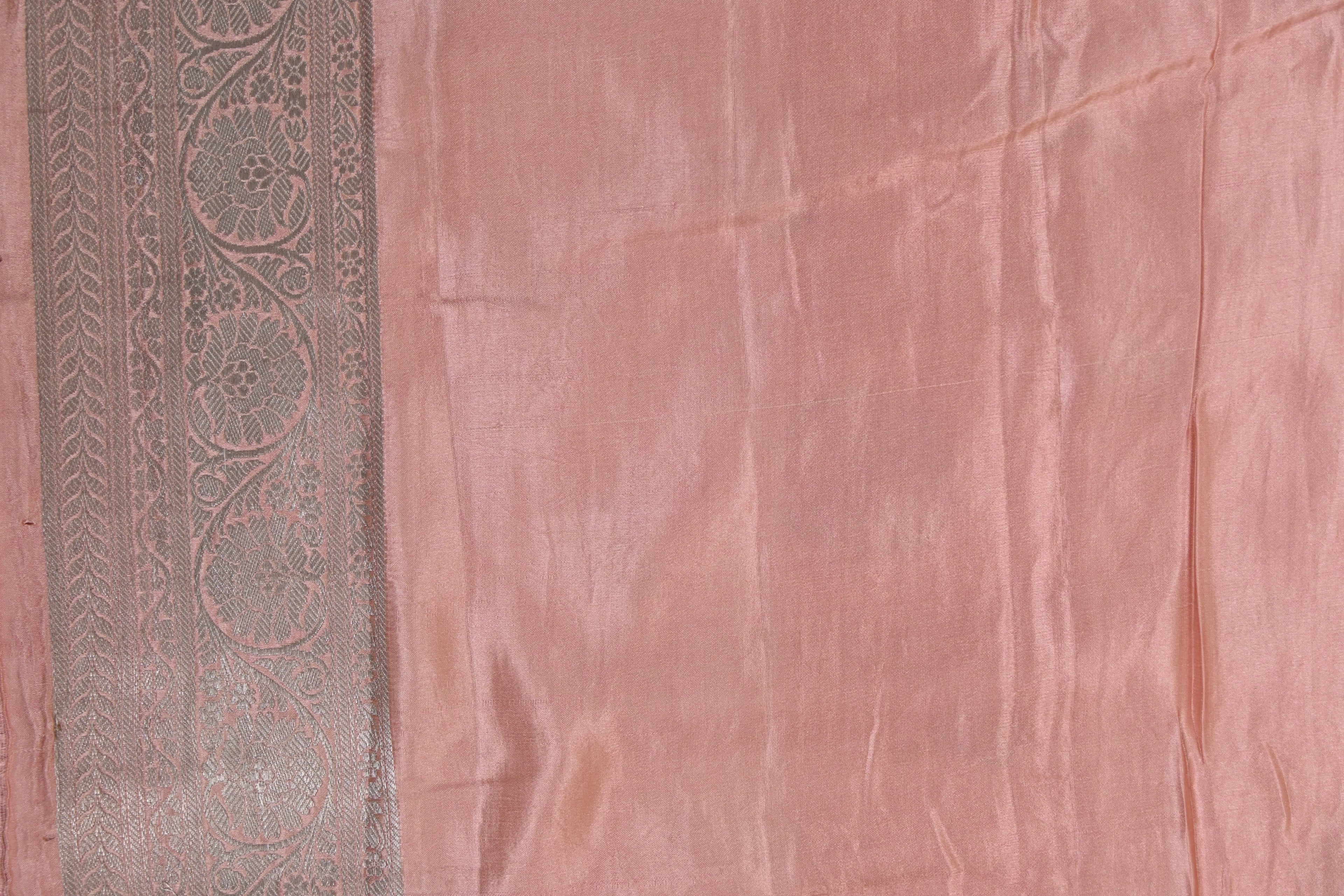 Dusty Pink Pure Banarasi Satin Mashru Silk Saree
