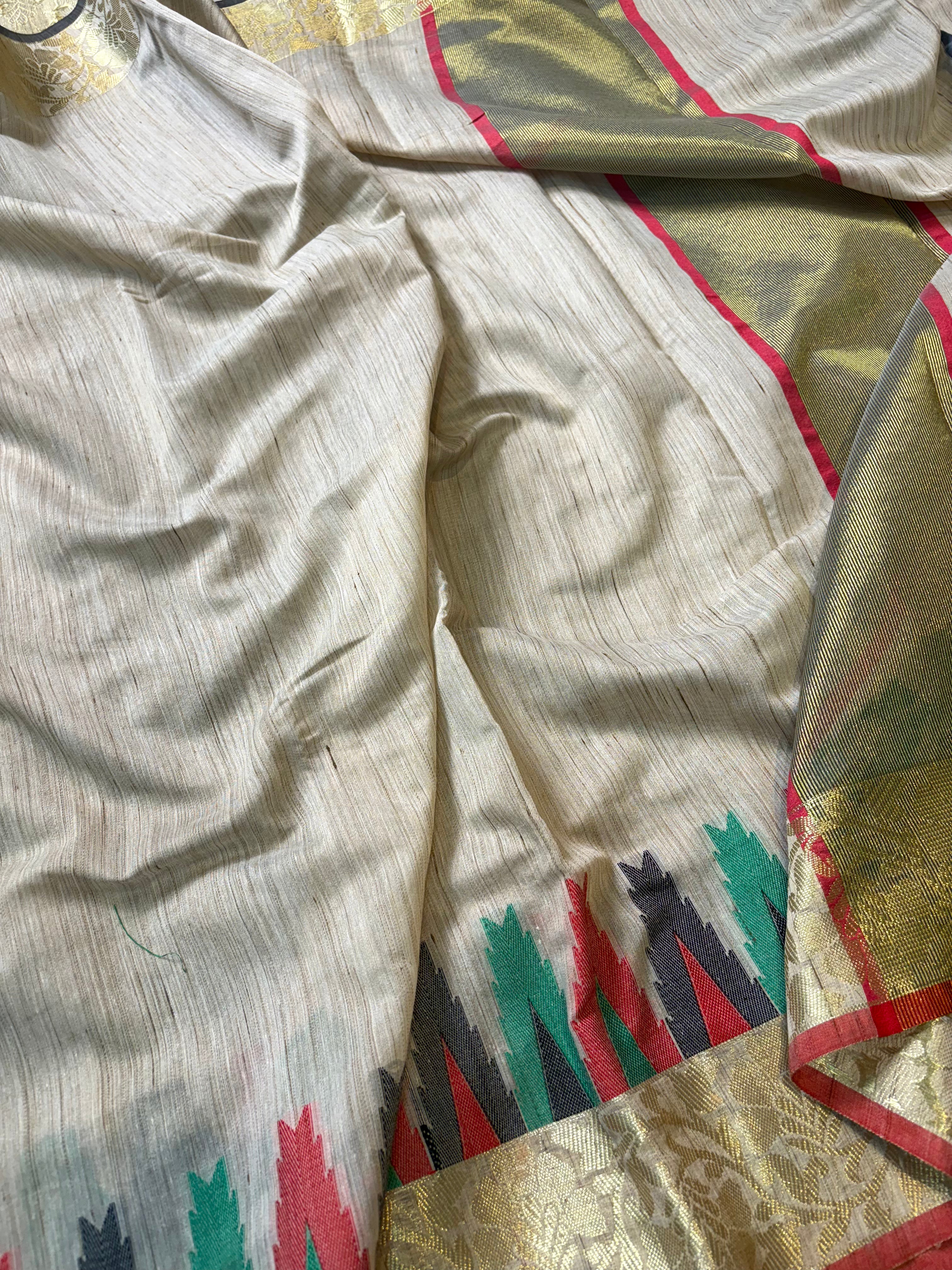 Beige Banarasi Fancy Matka Saree