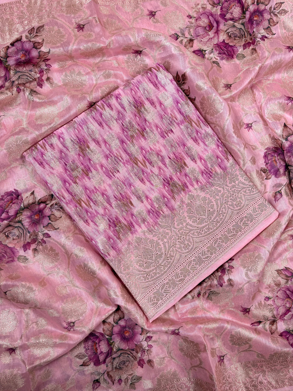 Pink Banarasi Cotton Suit