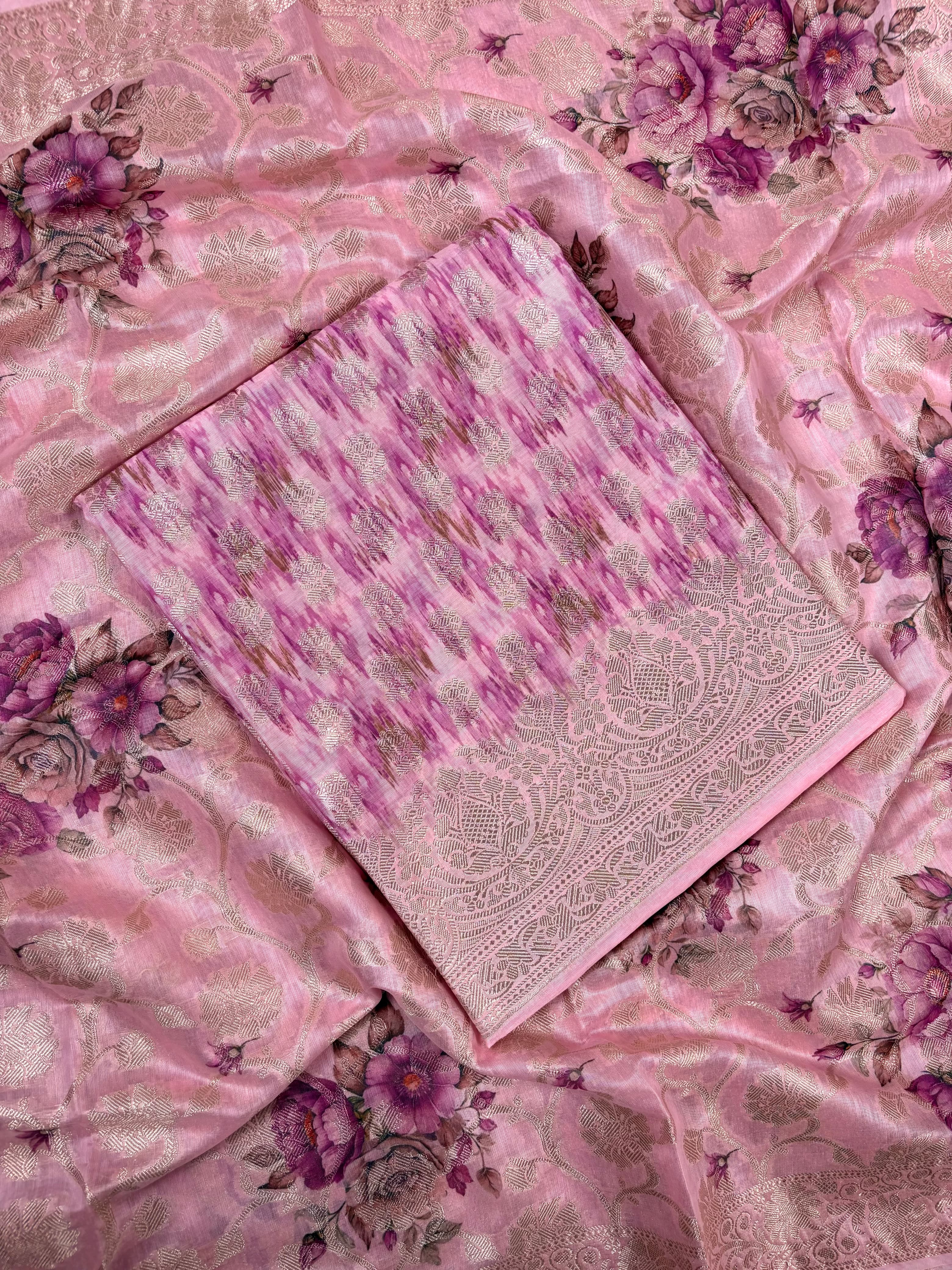 Pink Banarasi Cotton Suit