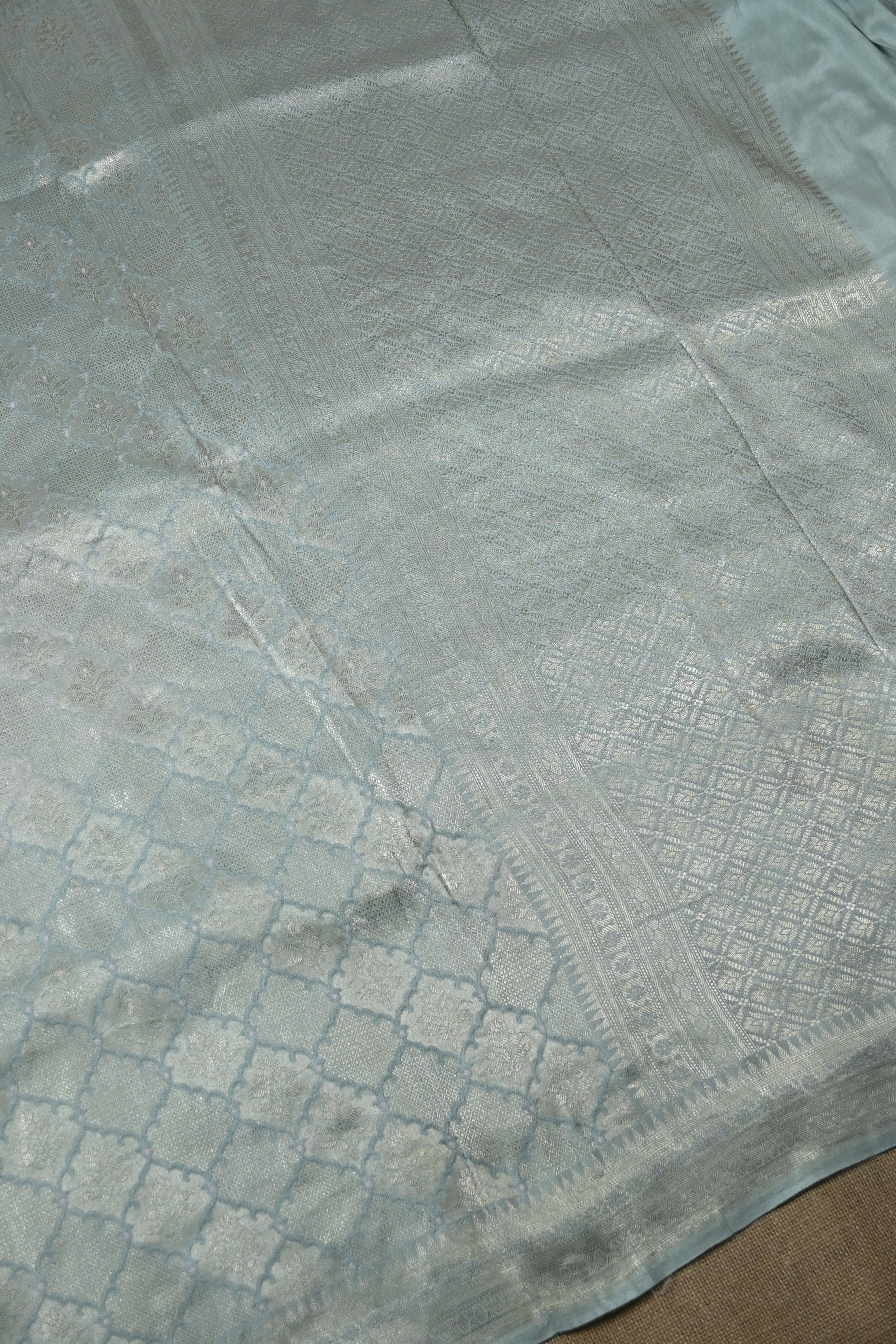 Water Blue Pure Banarasi Katan Tissue Silk Saree