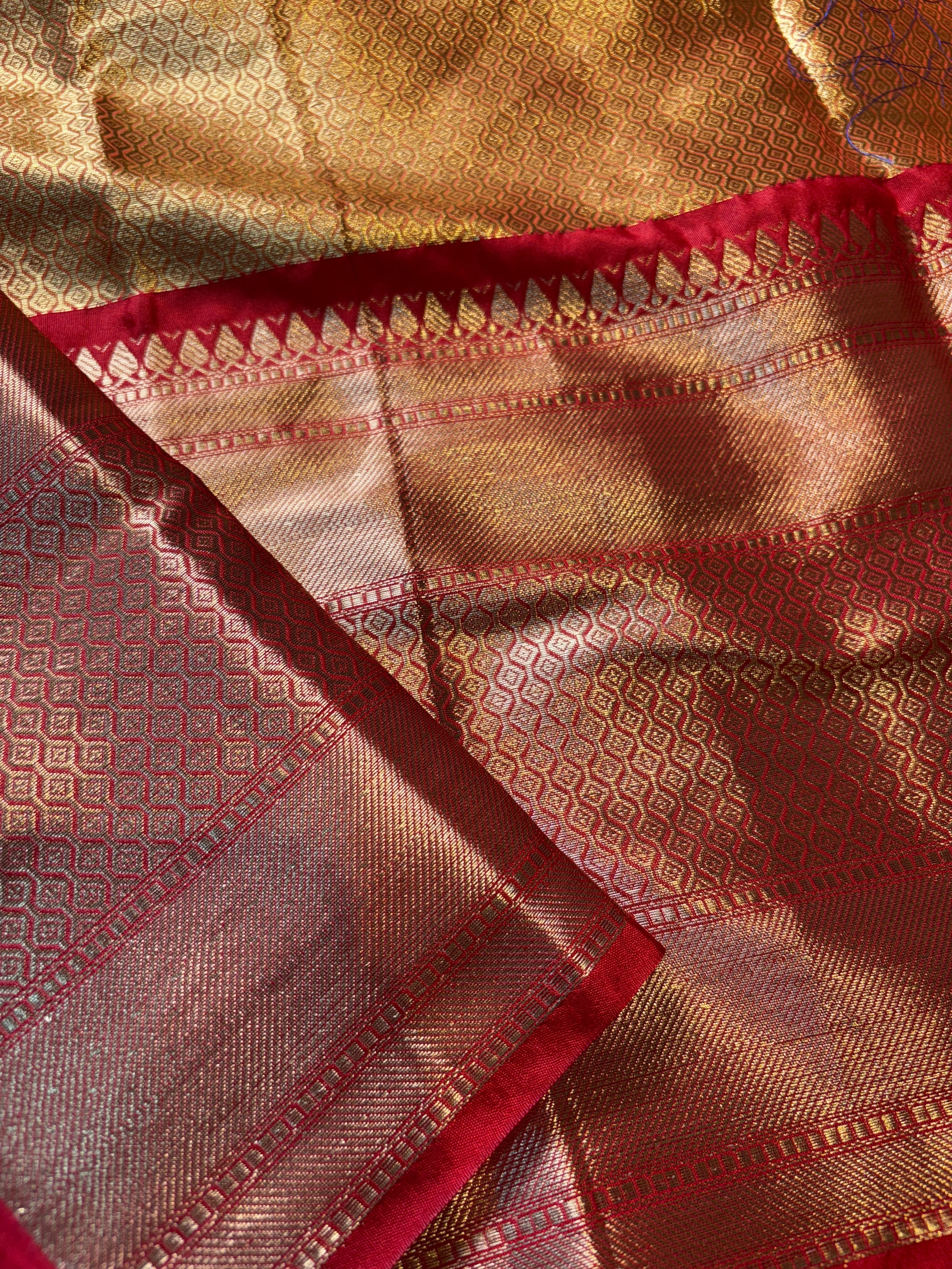 Contrast Banarasi Fancy Katan Tissue Alfi Saree
