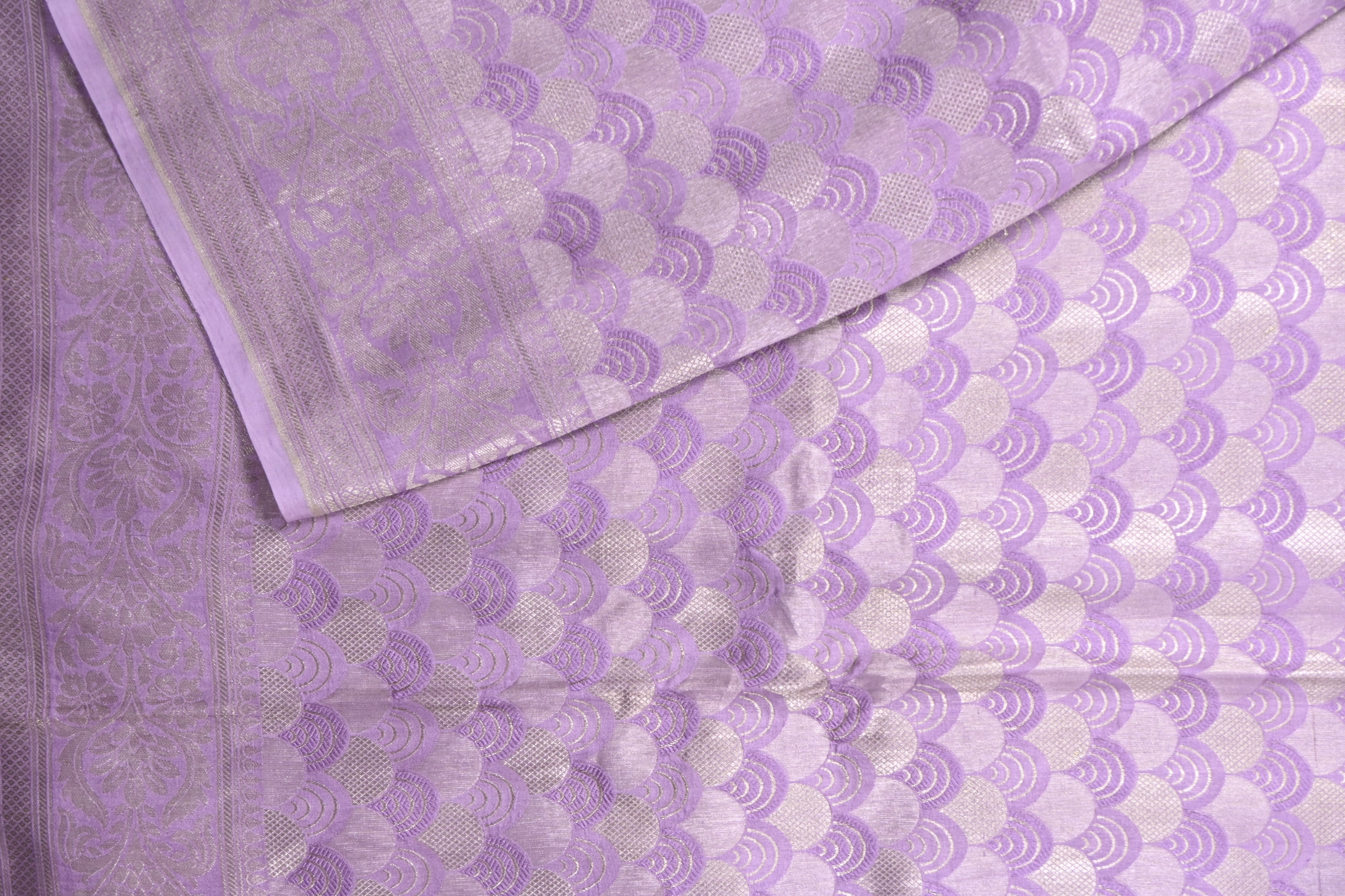 Lilac Pure Banarasi Katan Tissue Silk Saree