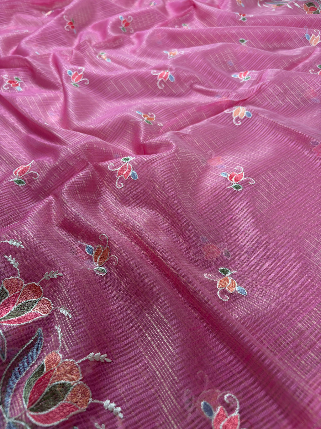 Pink Banarasi Kora Silk Suit
