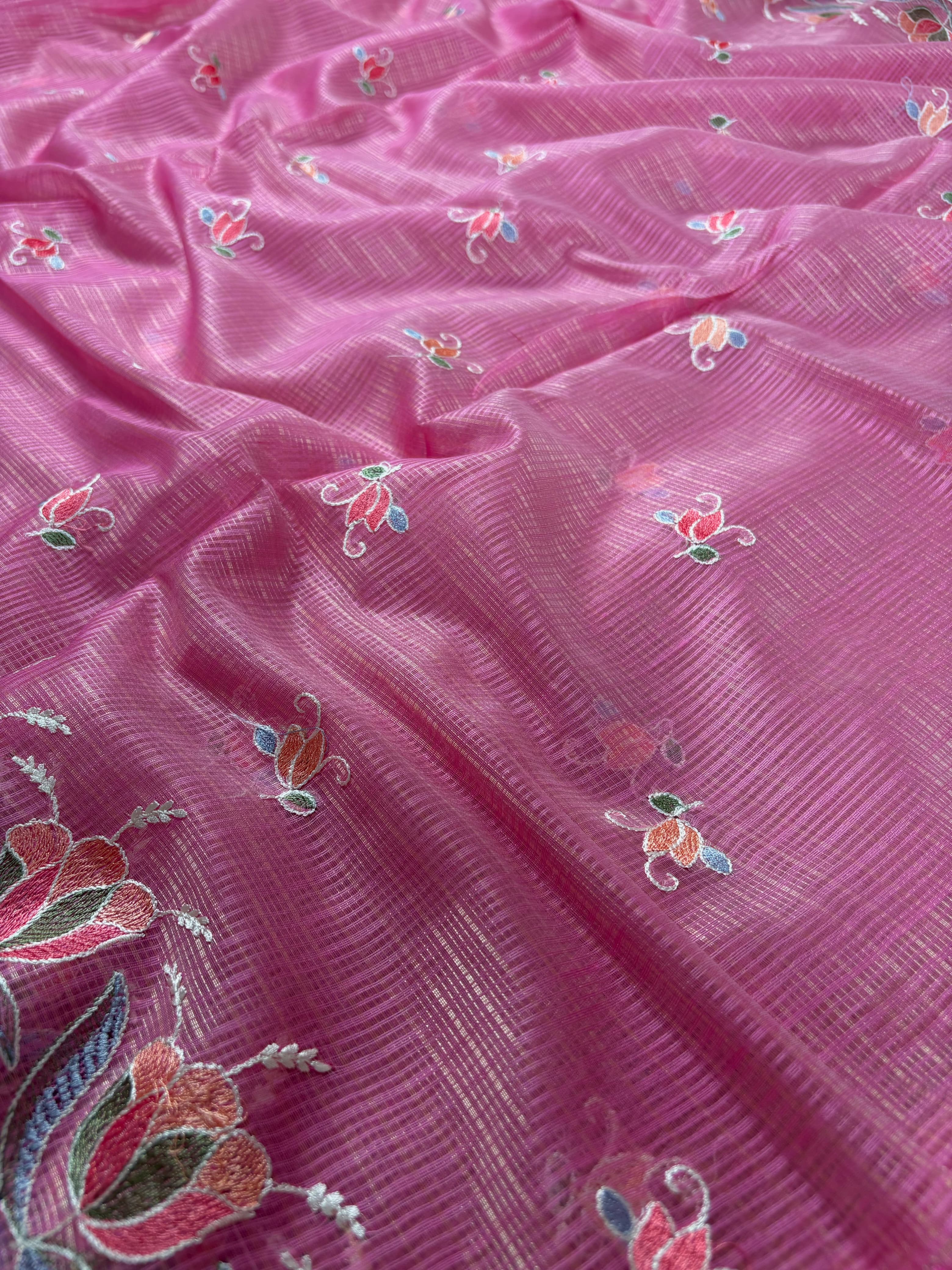 Pink Banarasi Kora Silk Suit