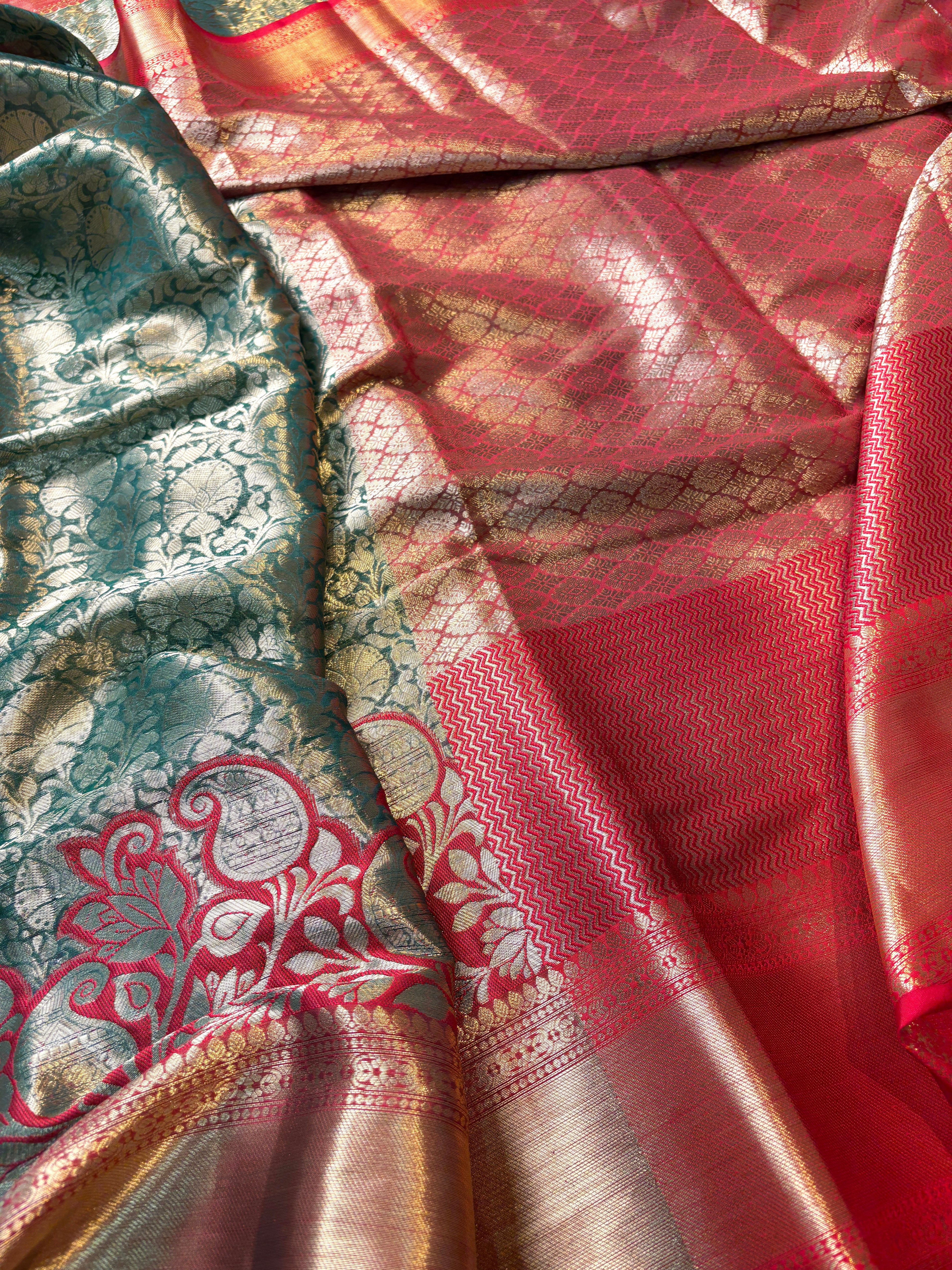 Contrast Banarasi Fancy Katan Brocade Silk Saree