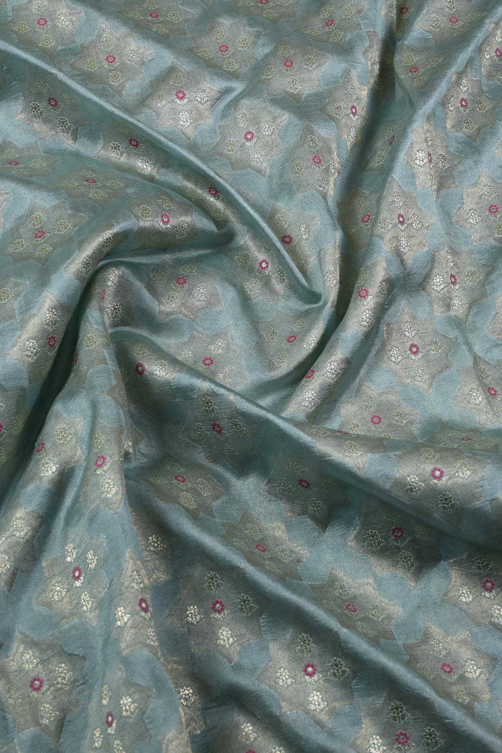 Dusty Blue Pure Banarasi Katan Silk Saree