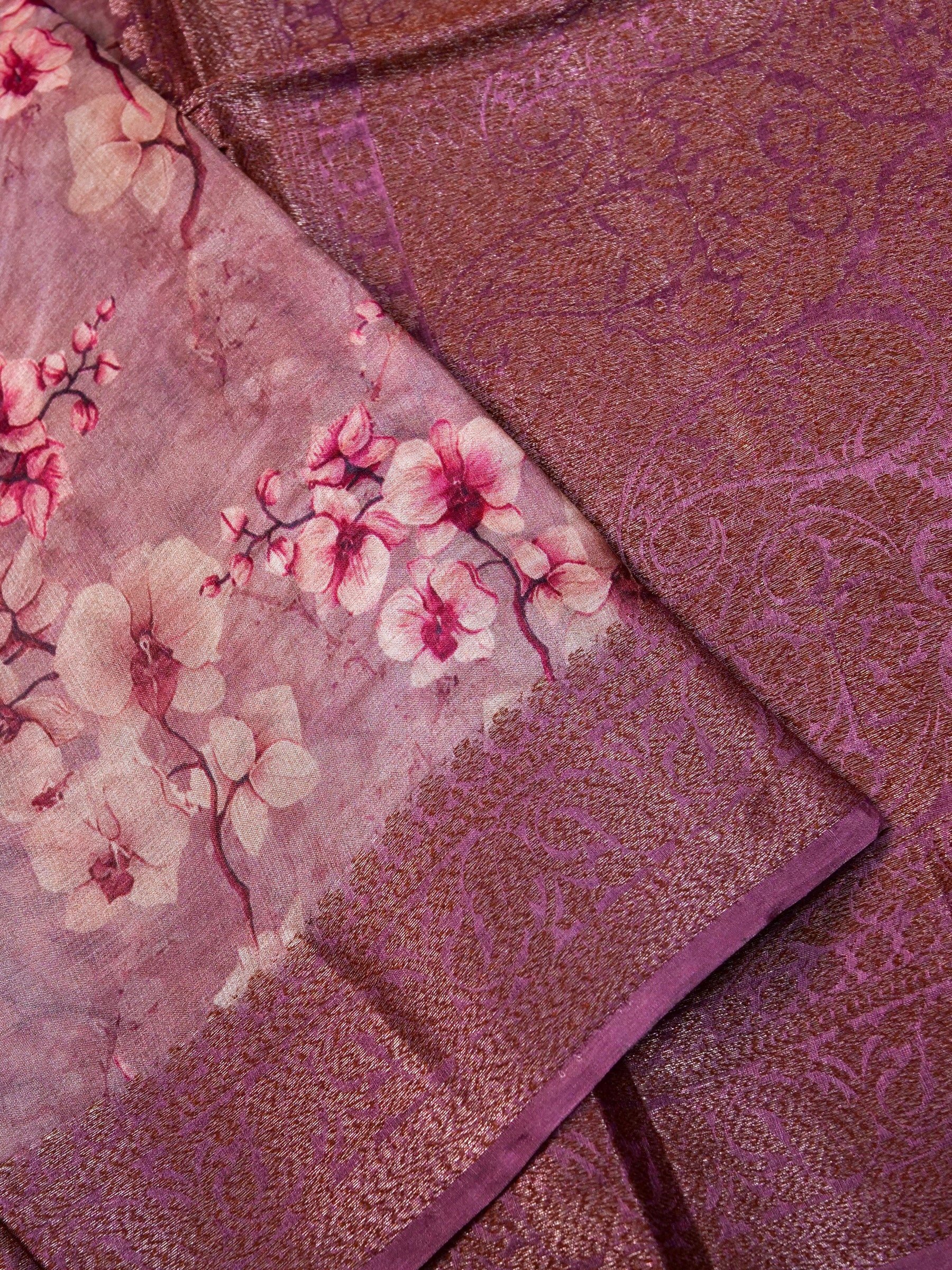 Handwoven Blush Pink Banarasi Tussar Silk Saree