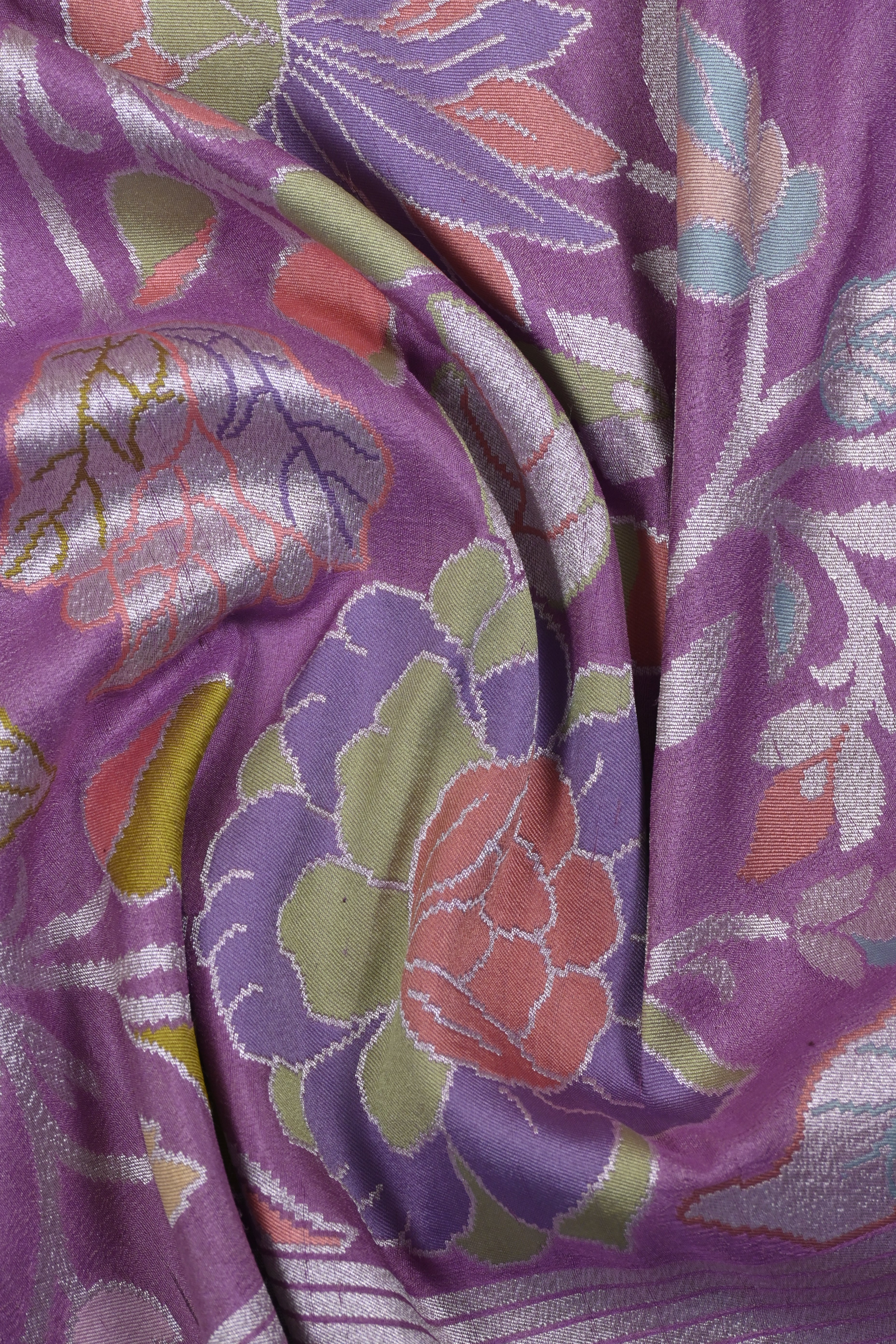 Lilac Pure Banarasi Tussar Georgette Saree