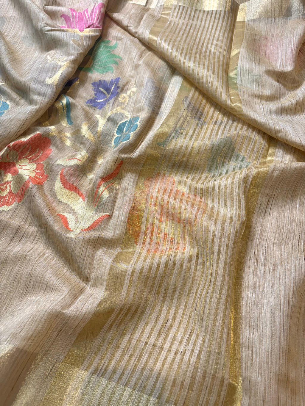 Beige Banarasi Fancy Matka Meena Saree