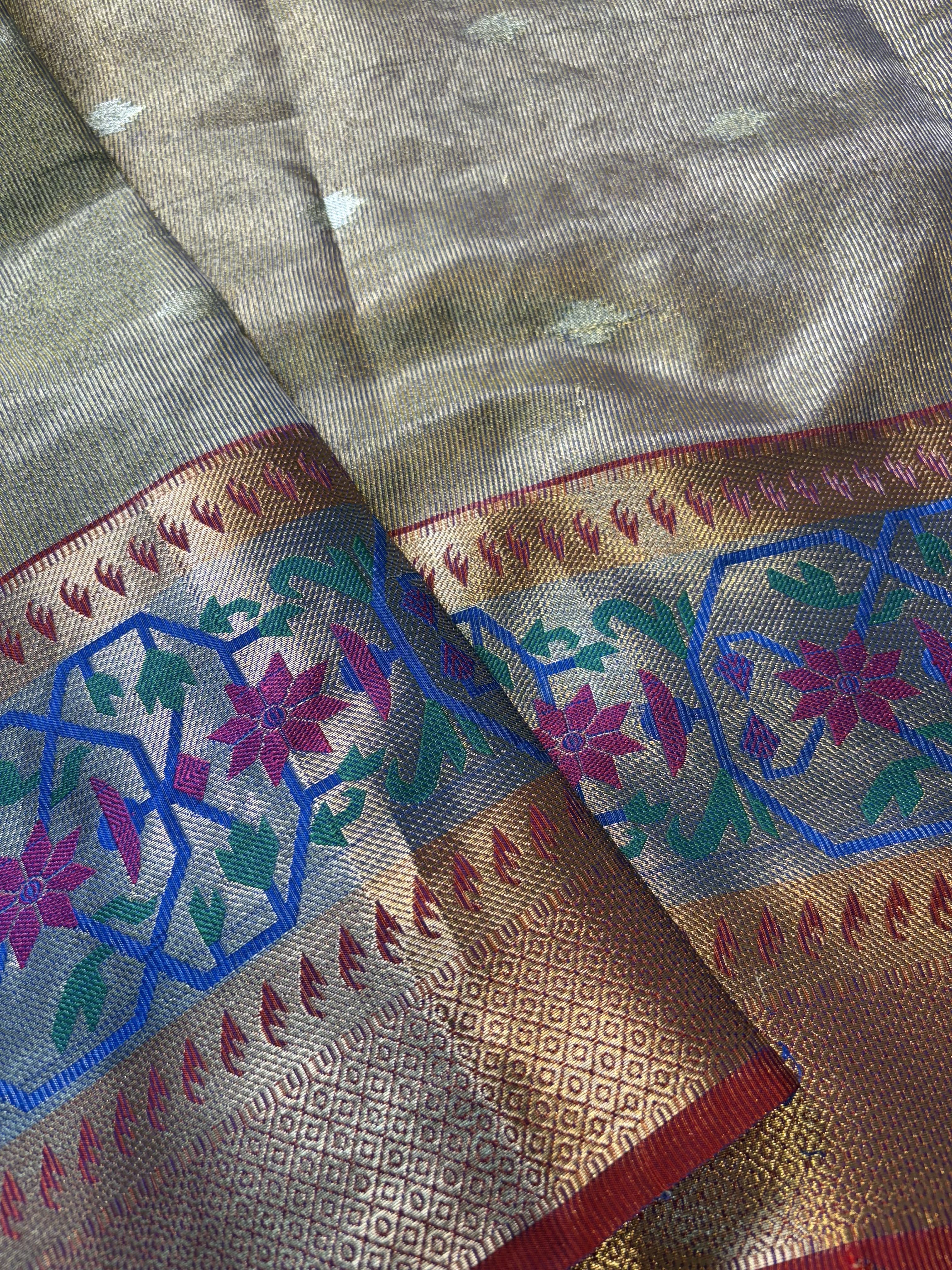 Contrast Banarasi Fancy Tissue Meena Saree