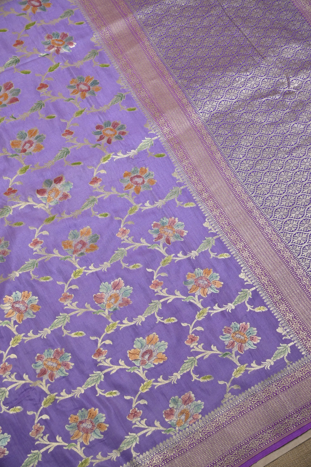 Purple Pure Moonga Silk Banarasi Saree