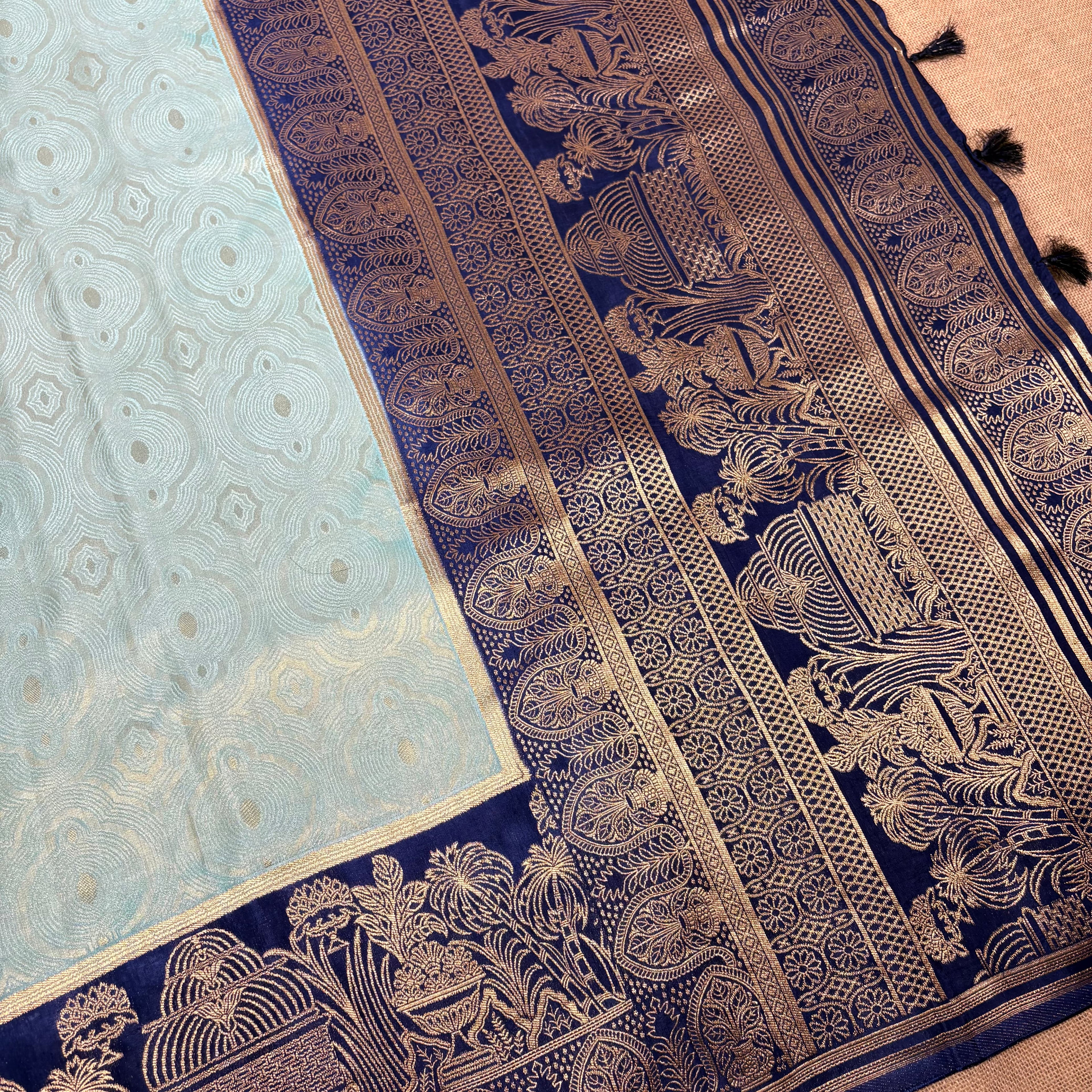 Sea Green Banarasi Dupiyan Silk Saree