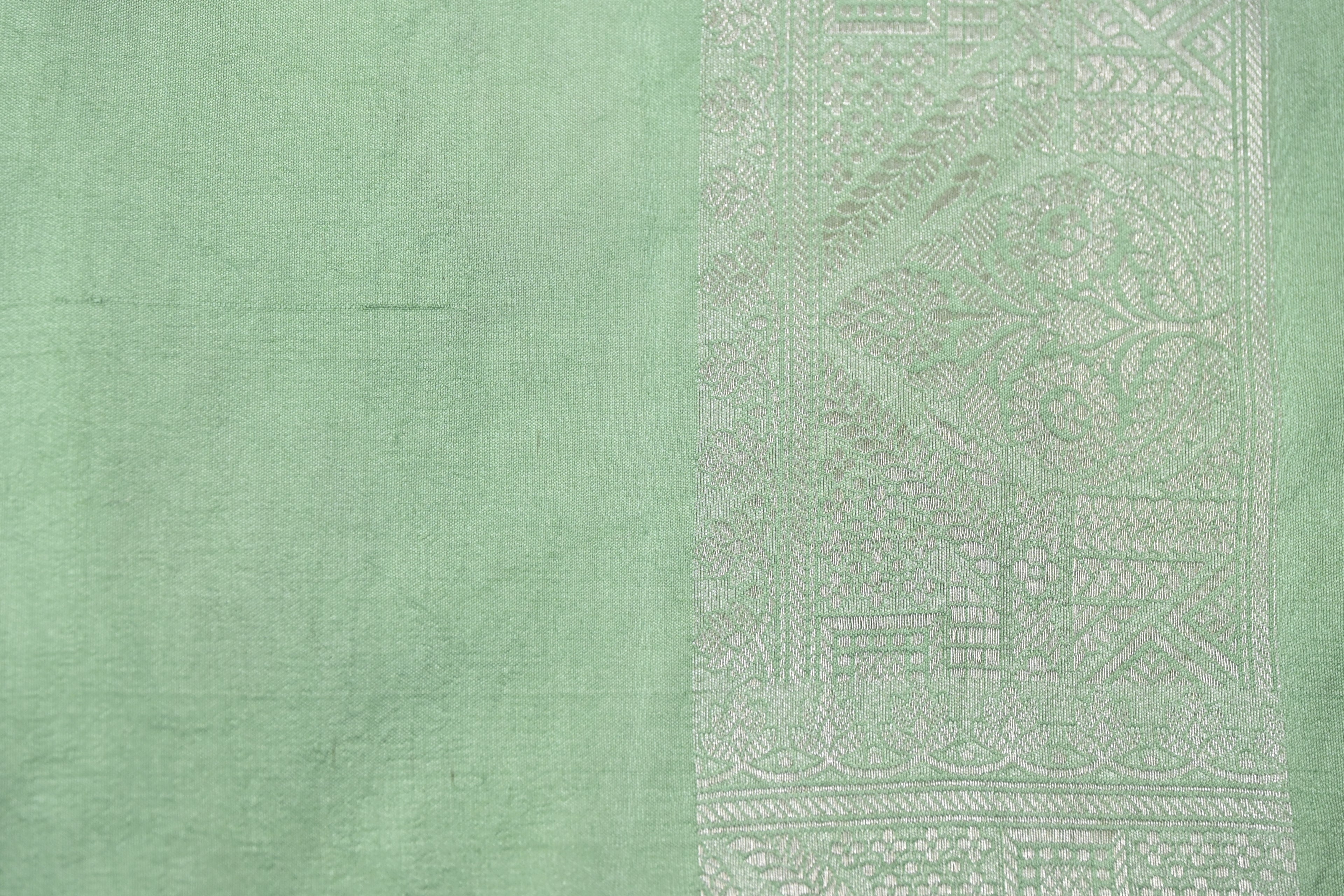 Pista Green Pure Banarasi Katan Tissue Silk Saree