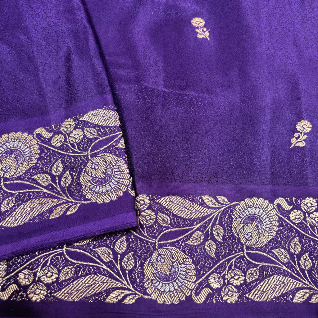 Purple Banarasi Mashru Tanchui Silk Saree