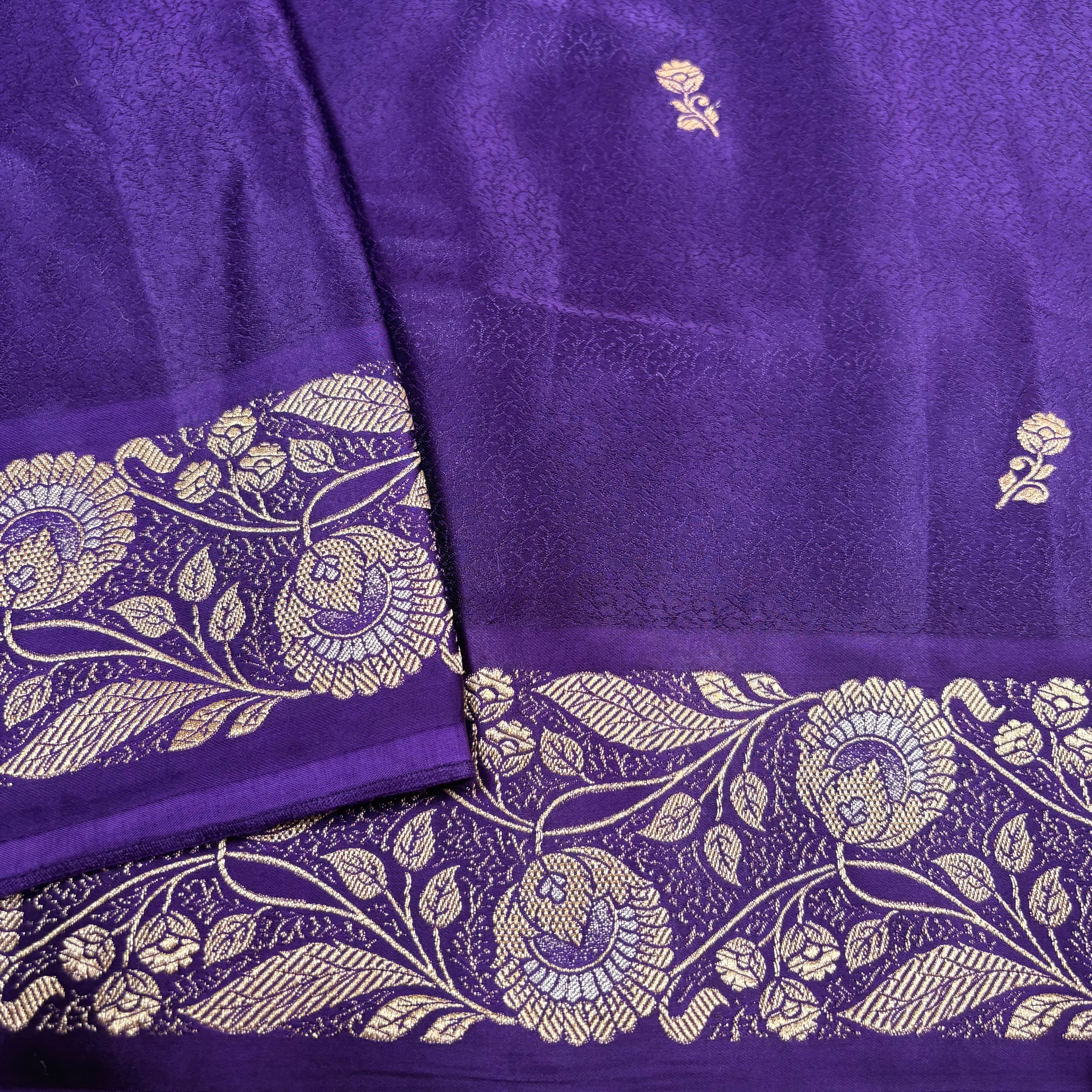 Purple Banarasi Mashru Tanchui Silk Saree