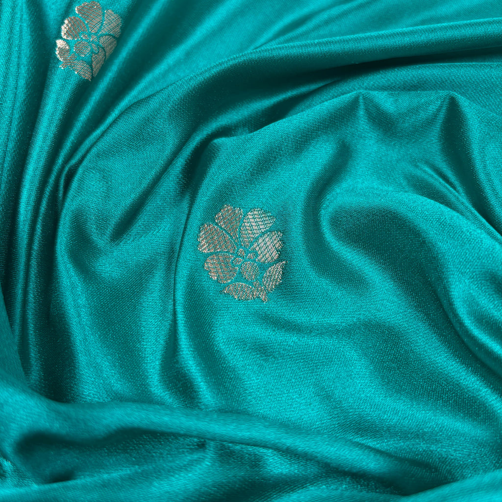 Sea Green Banarasi Mashru Silk Saree