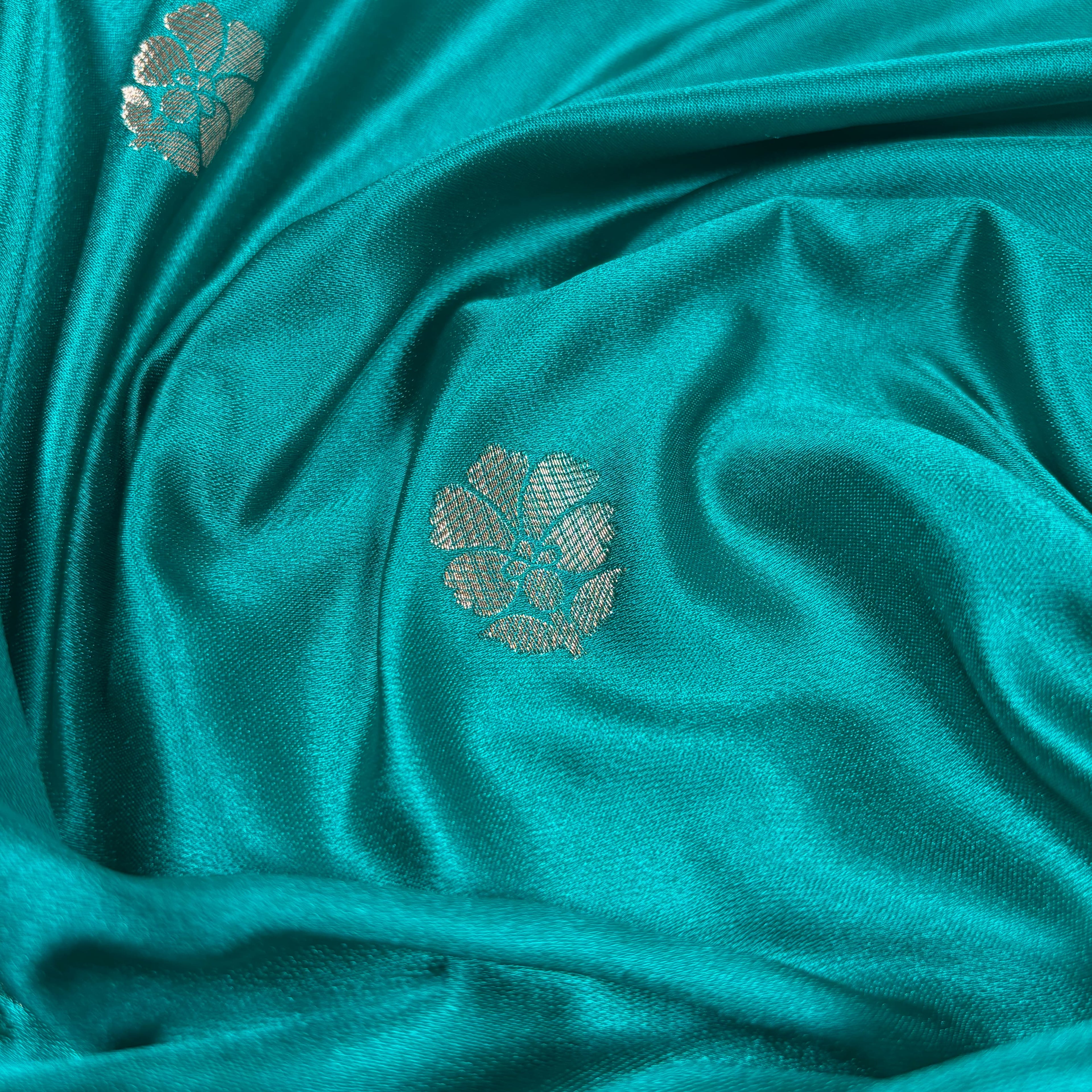 Sea Green Banarasi Mashru Silk Saree