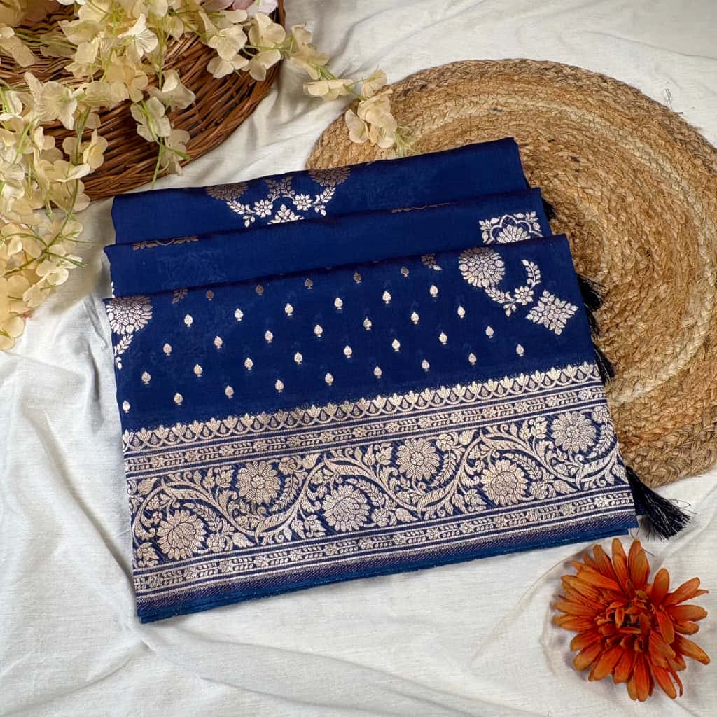 Royal Blue Banarasi Mango Silk Saree