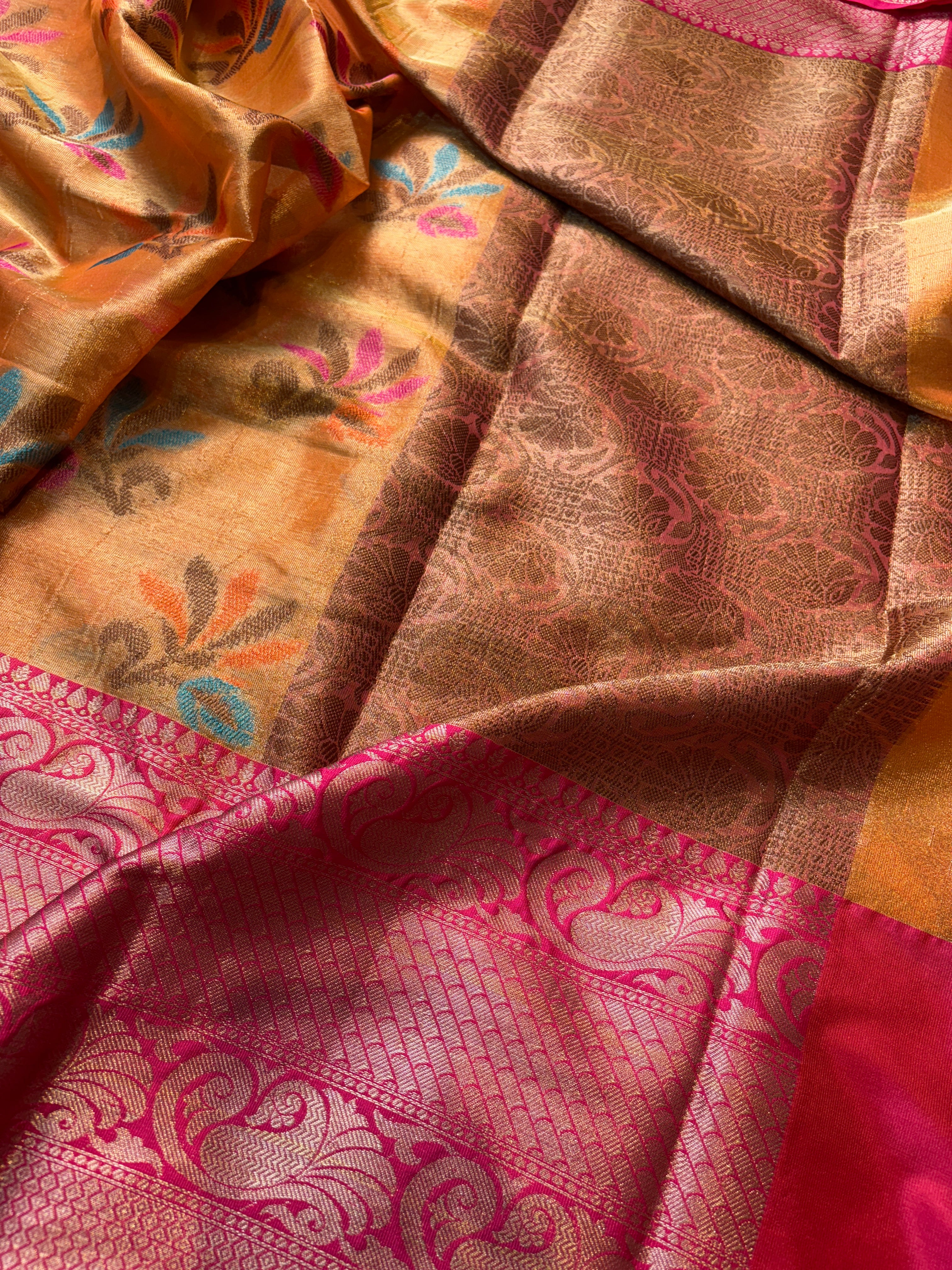 Contrast Banarasi Fancy Tissue Meena Saree