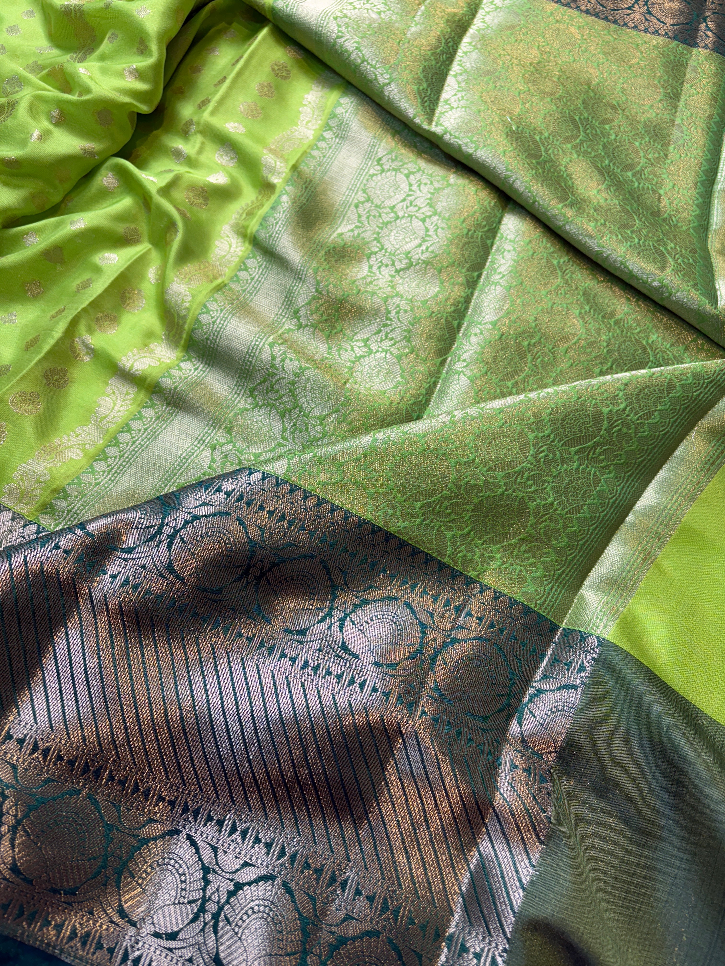 Green Banarasi Katan Silk Saree