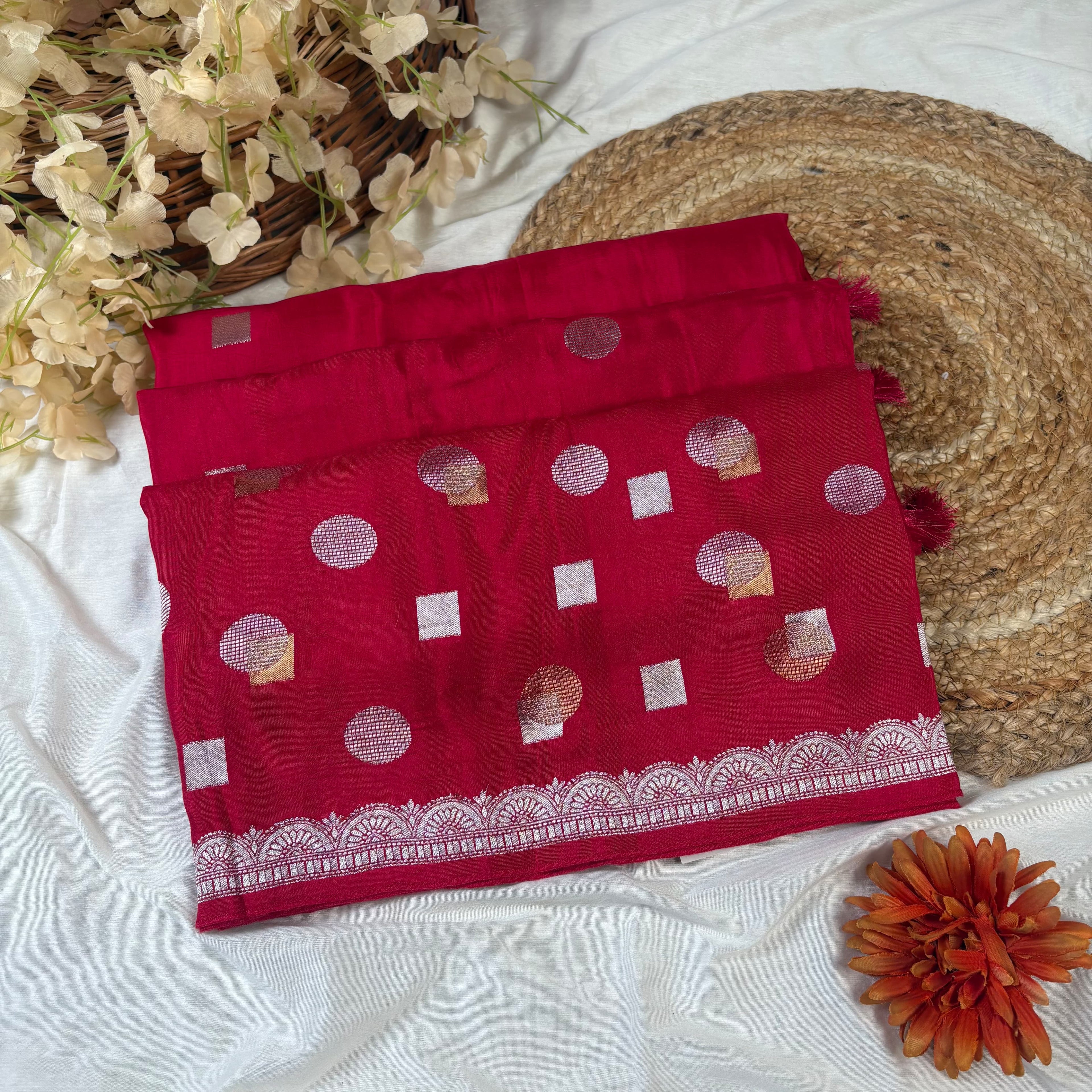 Red Banarasi Katan Silk Saree