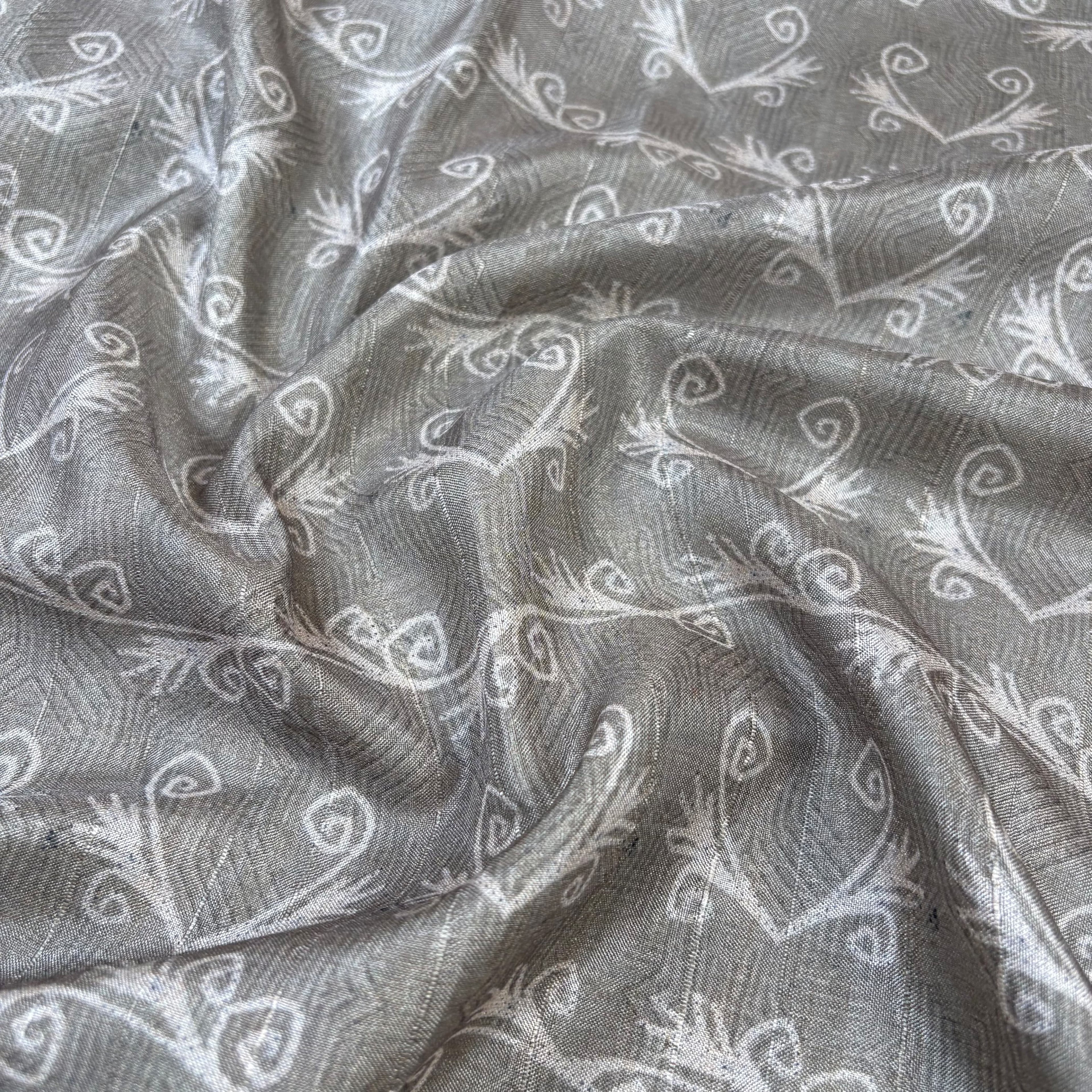 Grey Banarasi Tussar Matka Silk Saree