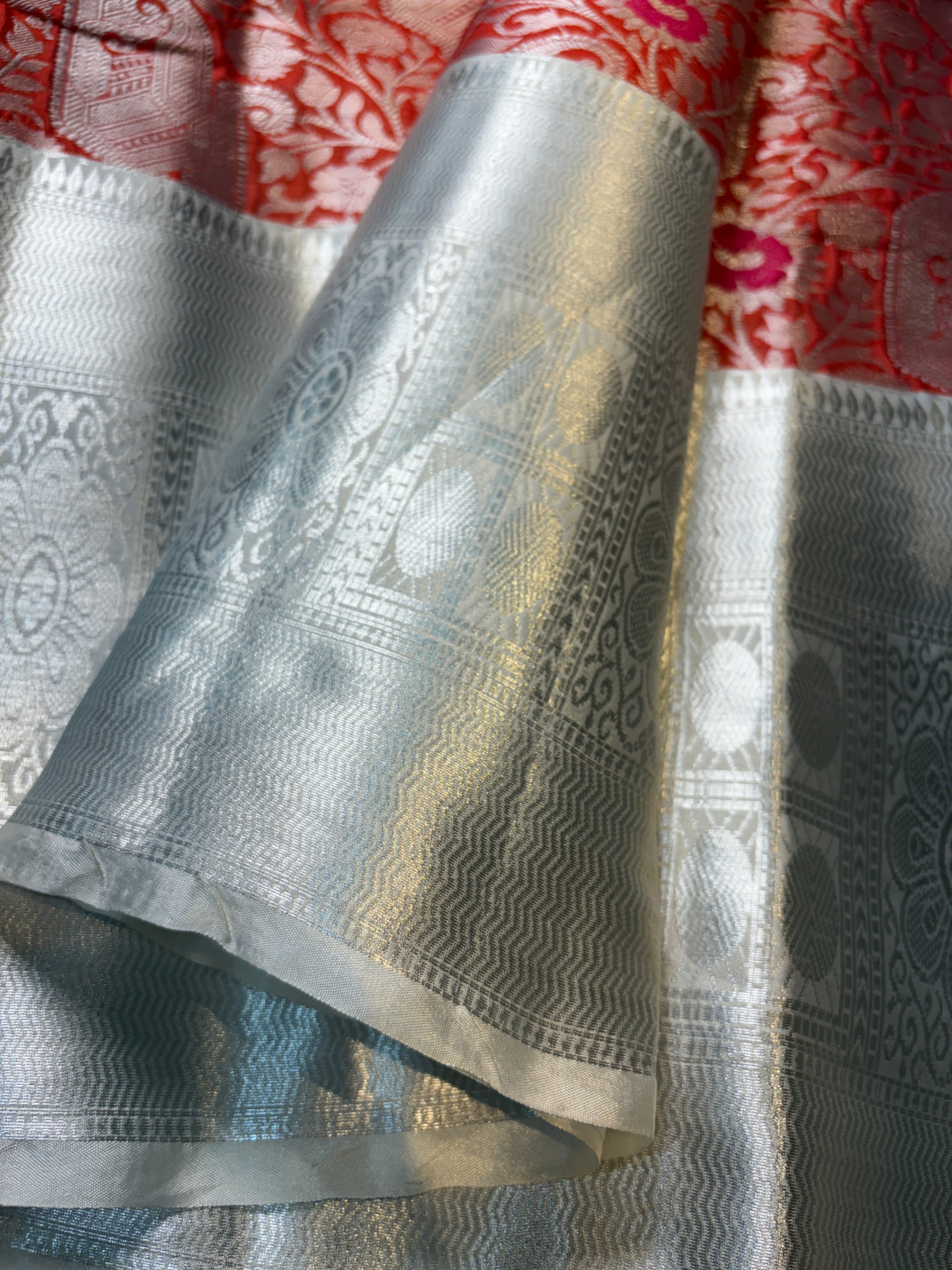 Red Banarasi Katan Brocade Silk Saree