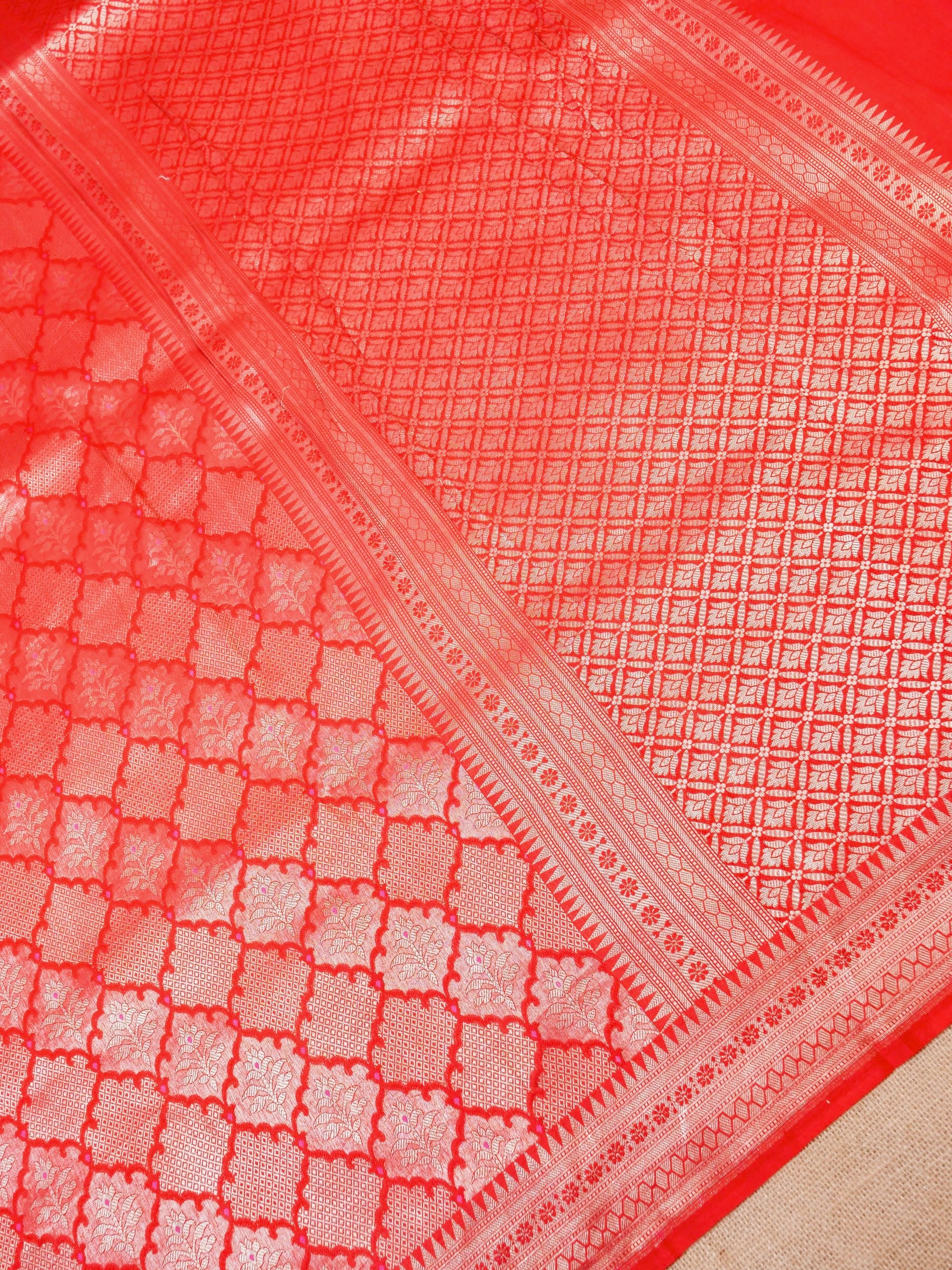 Handwoven Red Banarasi Katan Silk Saree